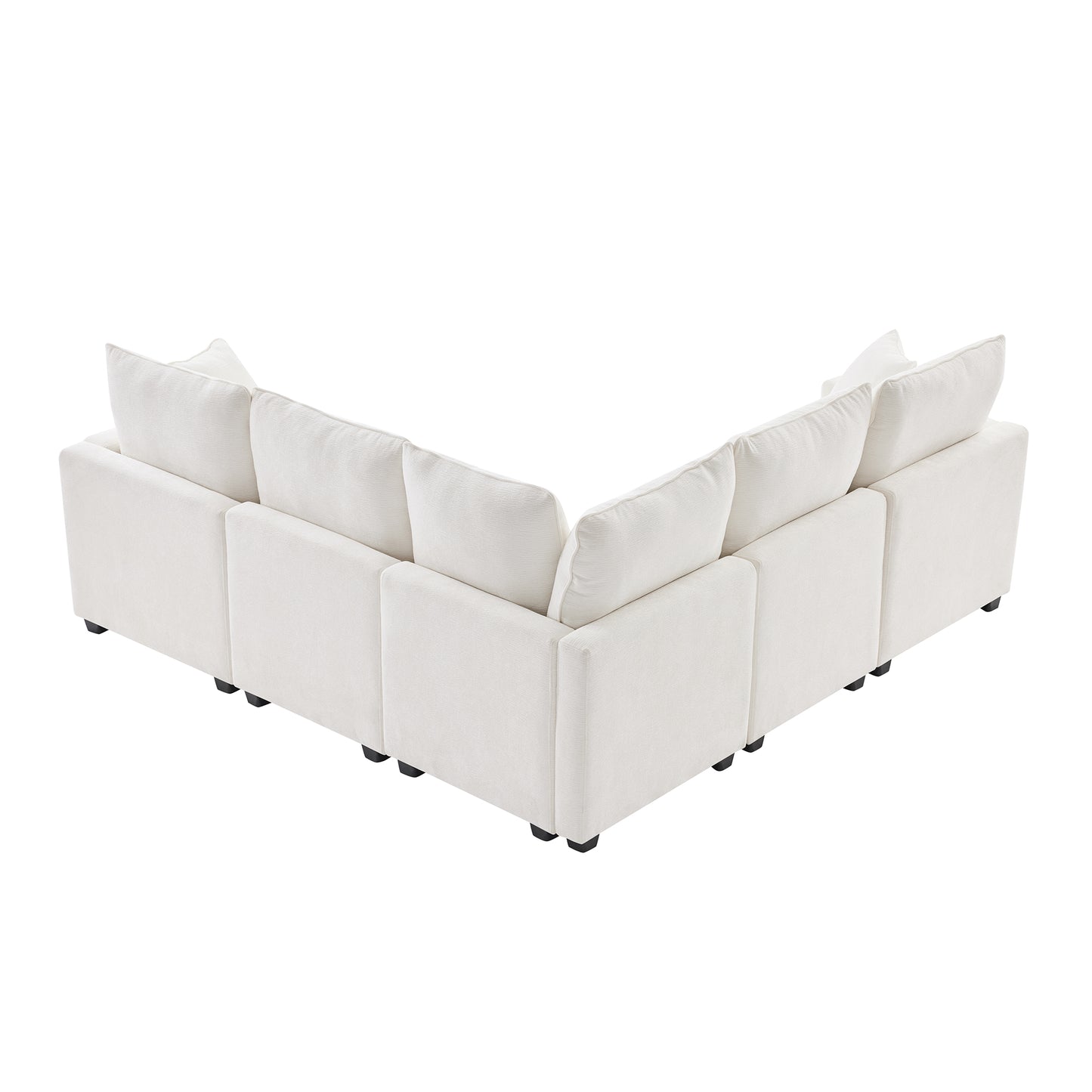 Melysen 84*84" Modern L Shape Modular Sofa , 5 Seat Chenille Sectional Couch Set with 2 Pillows Included ,White