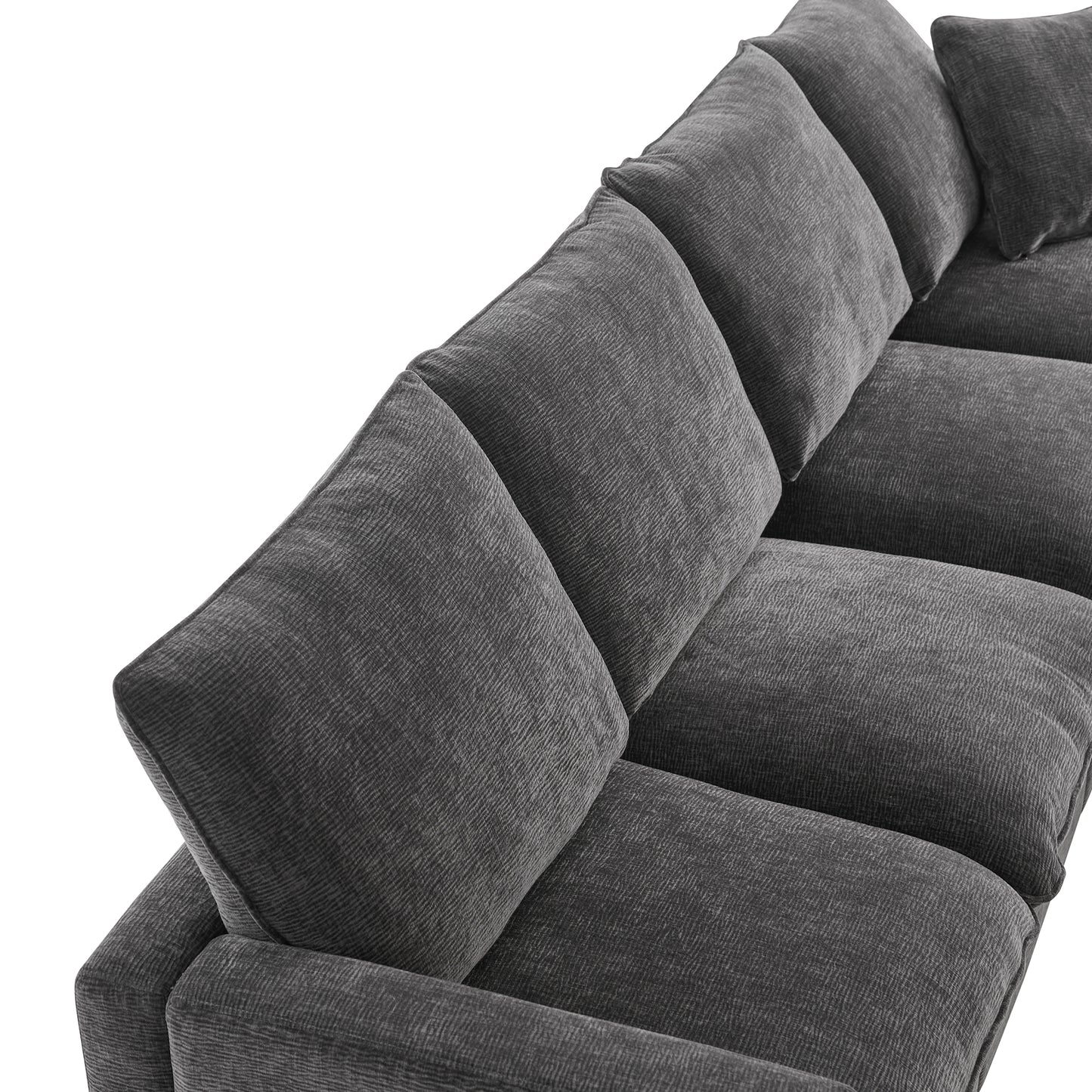 Melysen 110*84" Modern U Shape Modular Sofa , 7 Seat Chenille Sectional Couch Set with 2 Pillows Included ,Black+Grey