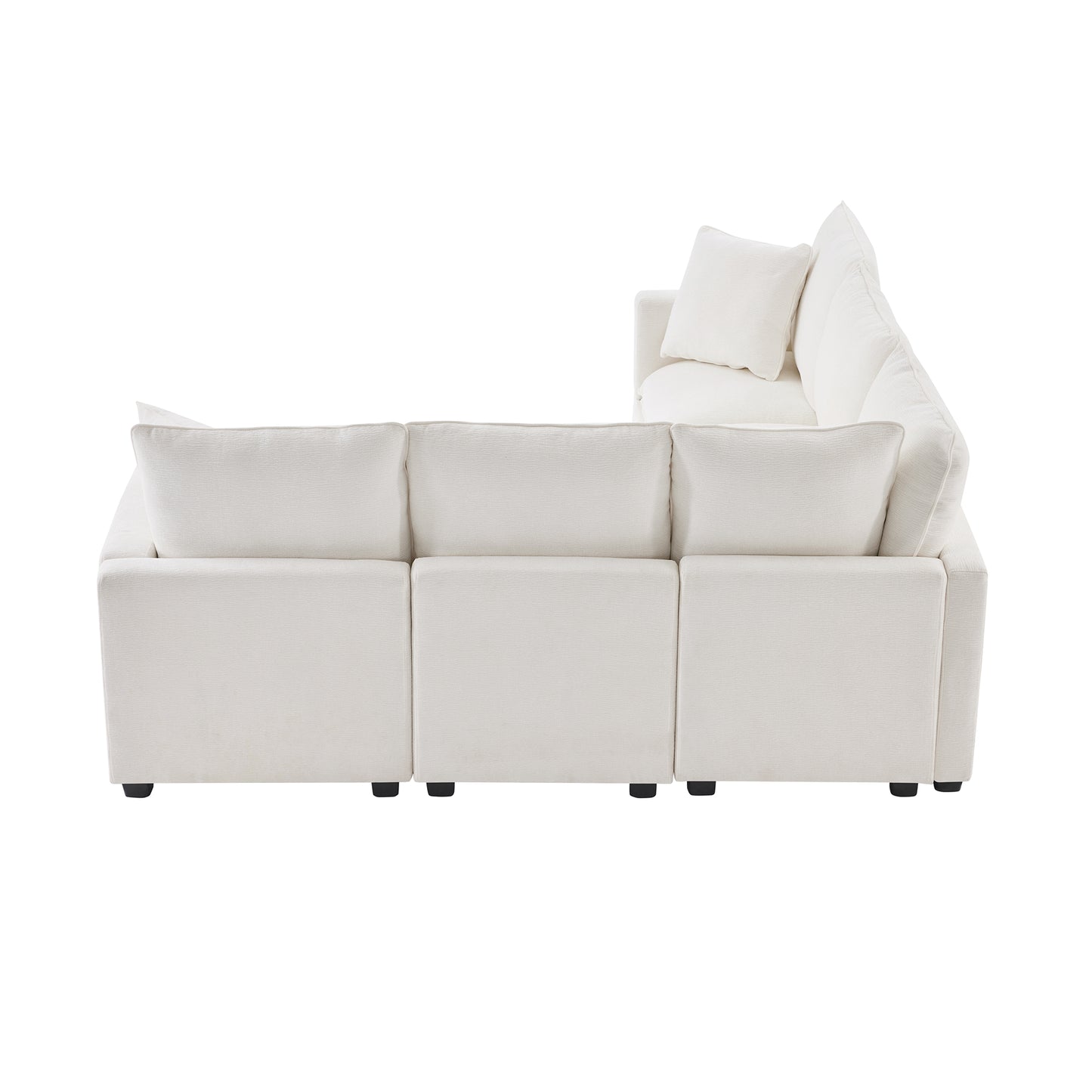 Melysen 84*84" Modern L Shape Modular Sofa , 5 Seat Chenille Sectional Couch Set with 2 Pillows Included ,White