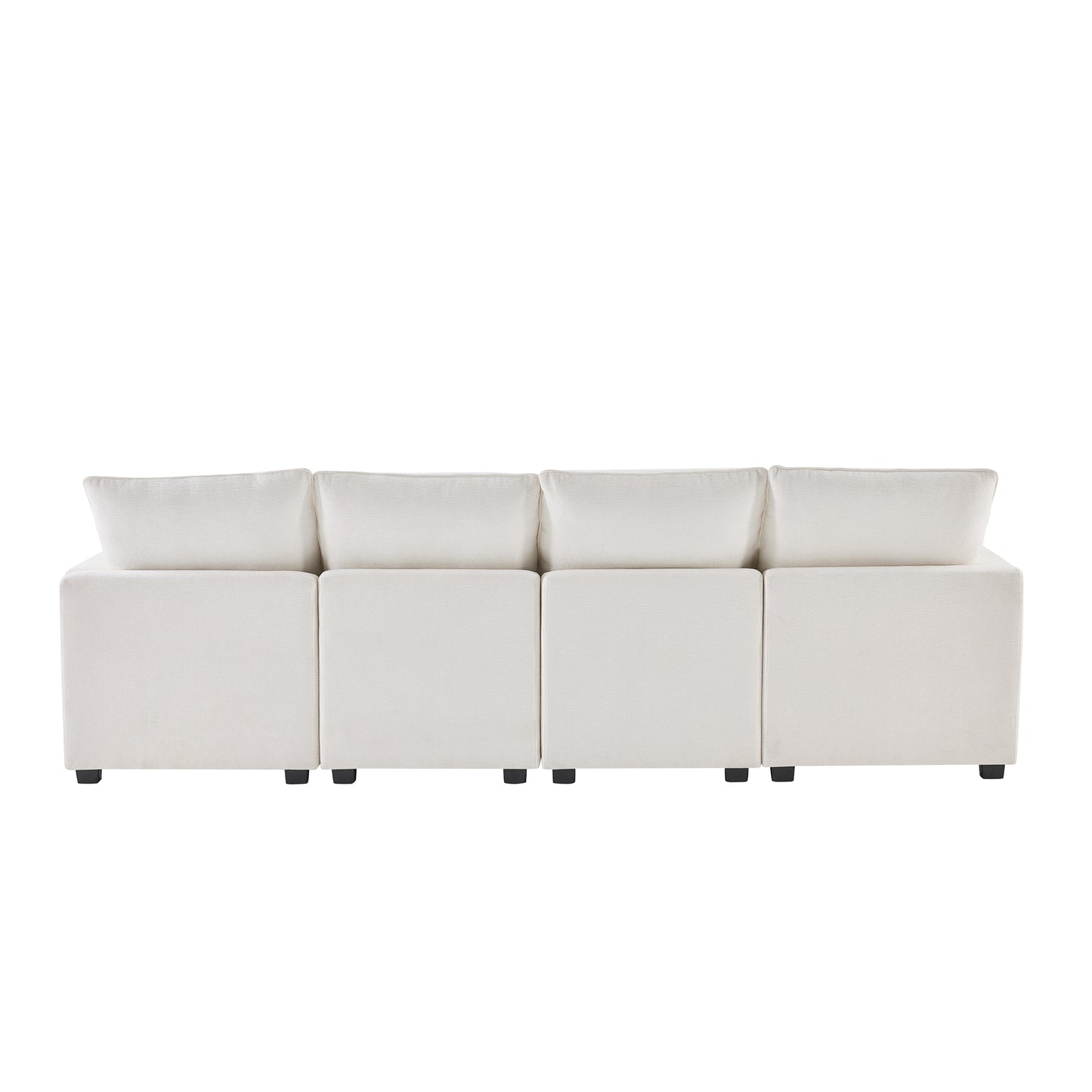 Melysen 110*57" Modern U Shape Modular Sofa , 6 Seat Chenille Sectional Couch Set with 2 Pillows Included ,White