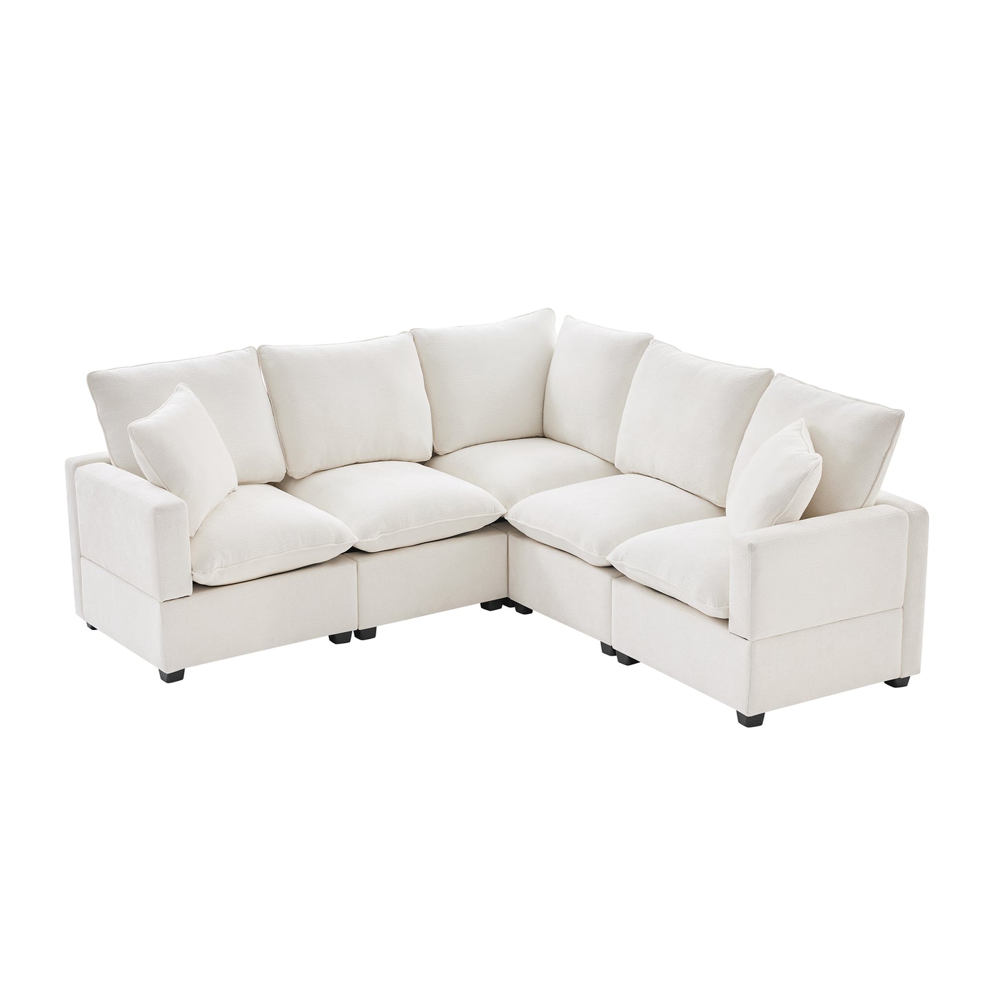 Melysen 84*84" Modern L Shape Modular Sofa , 5 Seat Chenille Sectional Couch Set with 2 Pillows Included ,White