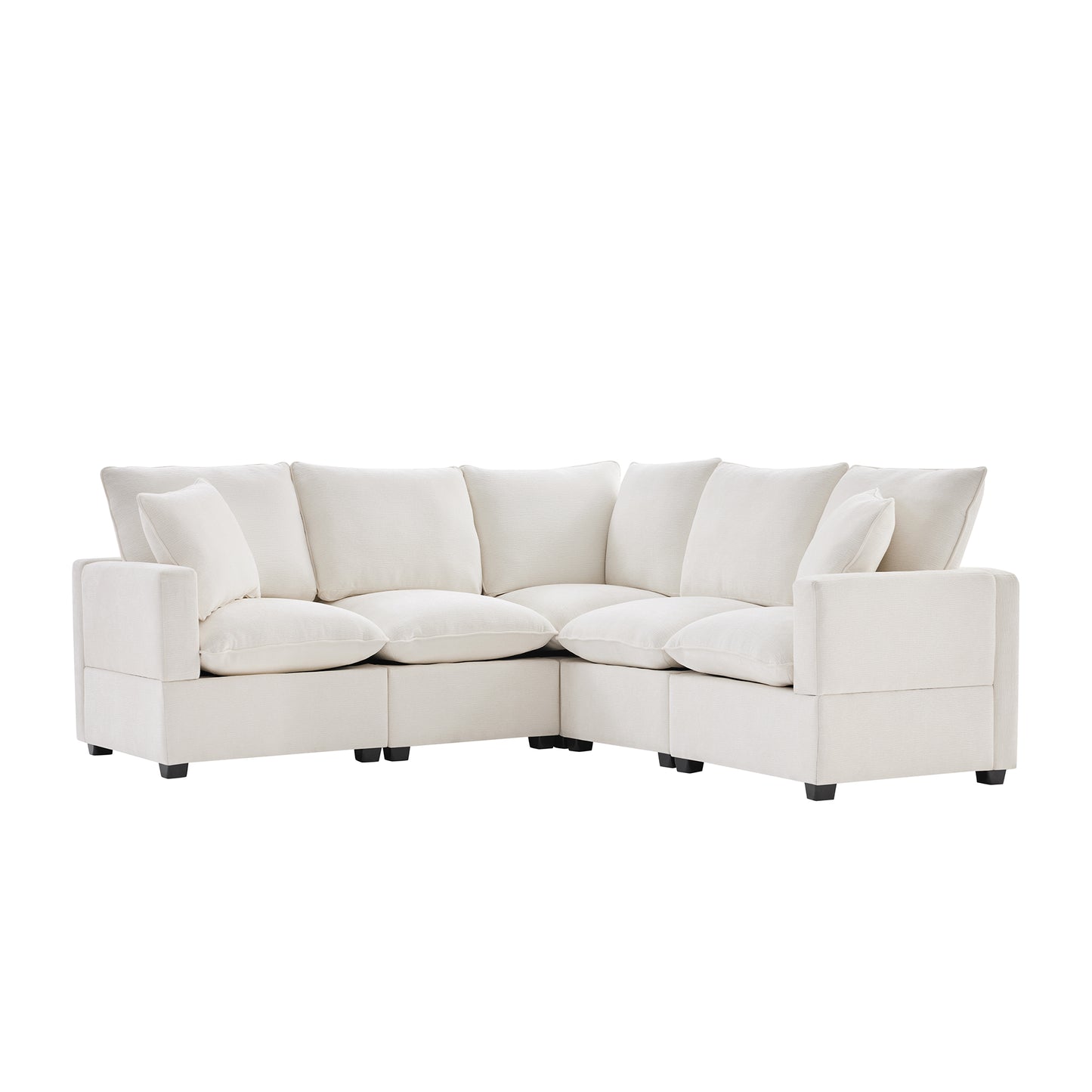 Melysen 84*84" Modern L Shape Modular Sofa , 5 Seat Chenille Sectional Couch Set with 2 Pillows Included ,White