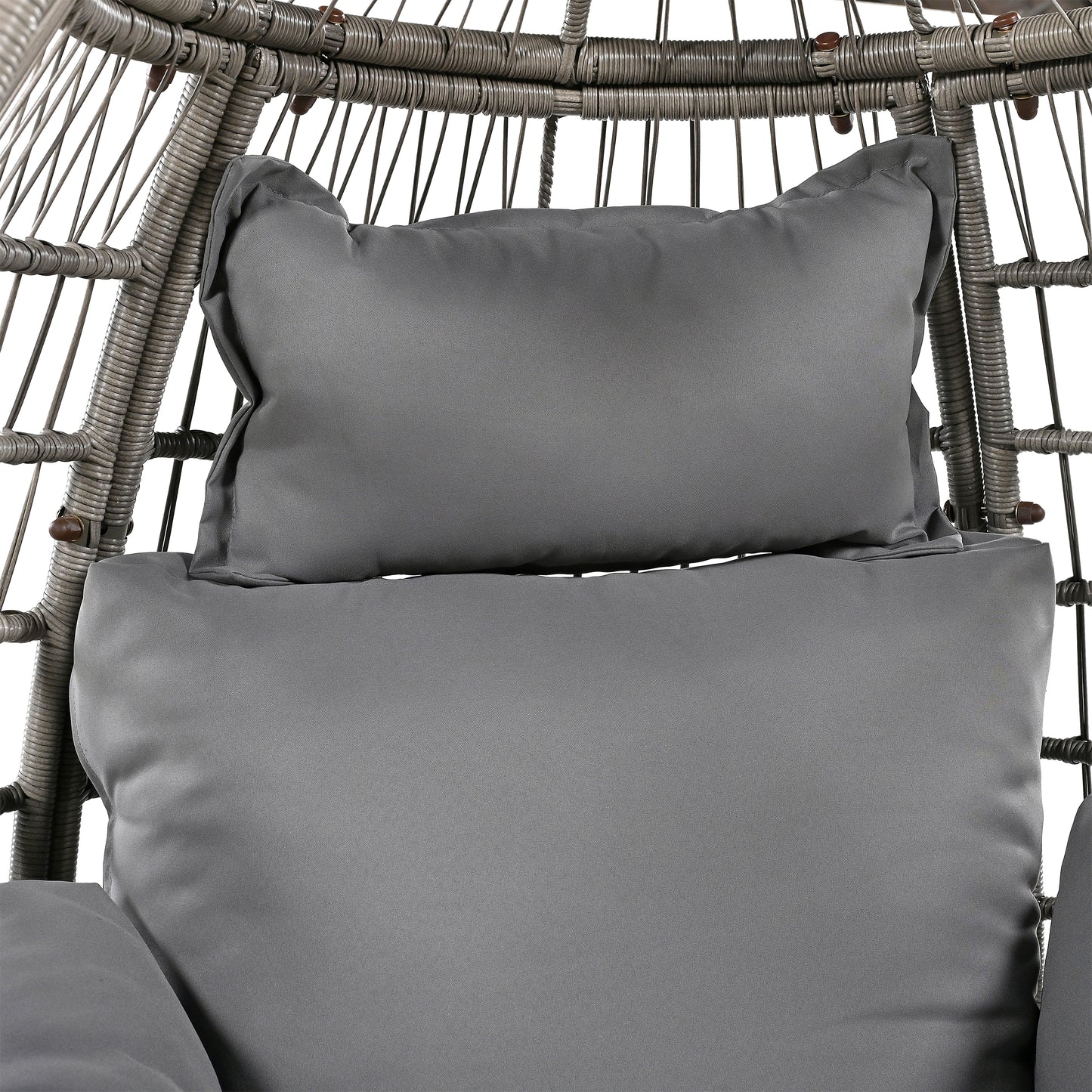 Melysen Outdoor Swivel Chair with Cushions, Rattan Egg Patio Chair with Rocking Function for Balcony, Poolside and Garden (Grey Wicker + Grey Cushion)