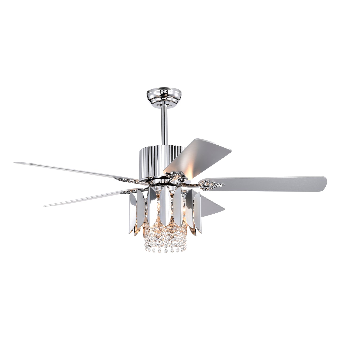 Melysen Crystal Ceiling Fan Reversible Blades 3 Wind Speeds Remote Control for Bedroom Living Dining Room -Chrome