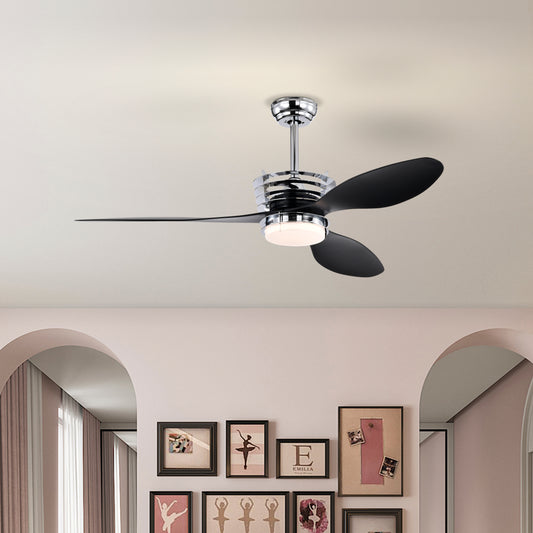 Melysen 52" ABS Blades Ceiling Fan with Lights and DC Remote, DC Motor Modern Ceiling Fan with 3 ABS Fan Blades & 2 Down Rods, Indoor Ceiling Fan with Light for Bedroom,Living room