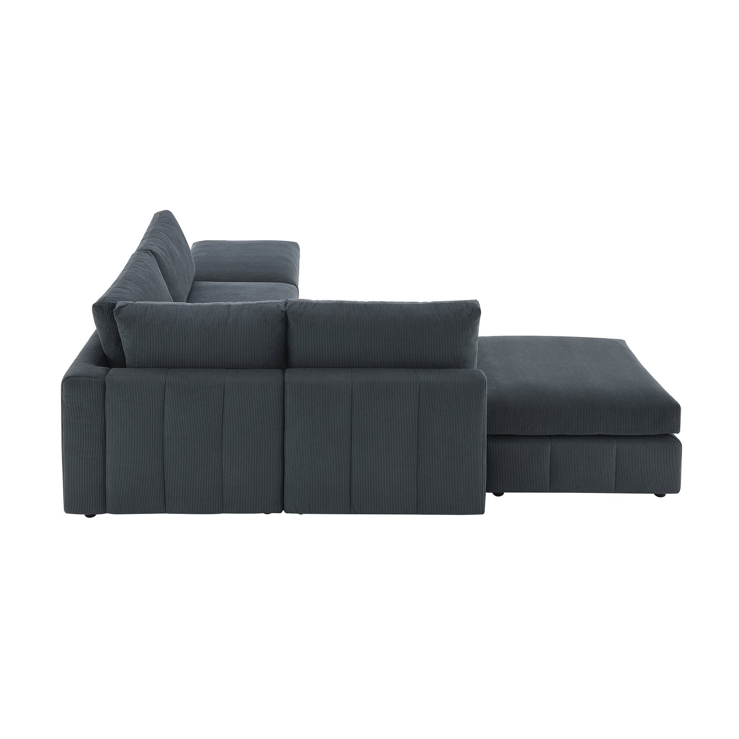 Melysen 93"Modern Sectional Sofa with Vertical Stripes ,5-Seat Armless Couch Set with Convertible Ottomans ,DARK GREY