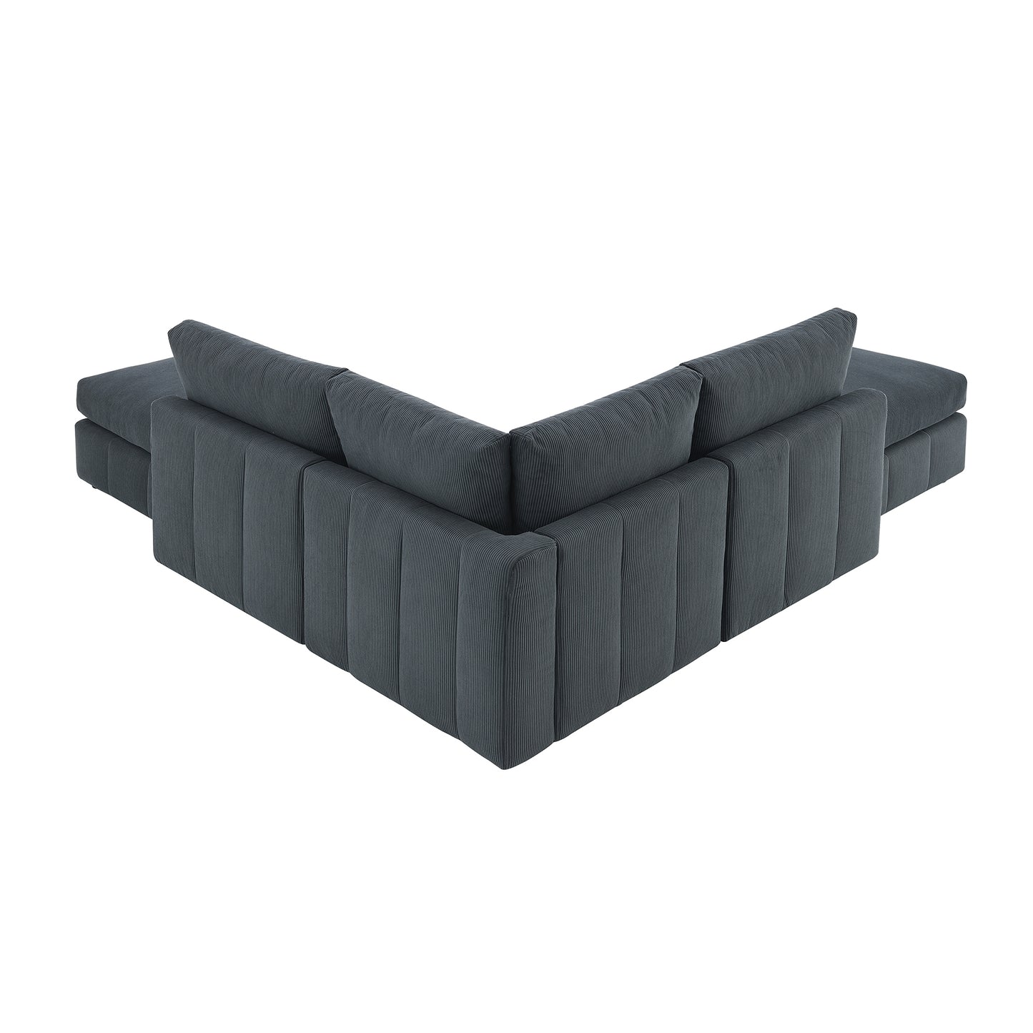 Melysen 93"Modern Sectional Sofa with Vertical Stripes ,5-Seat Armless Couch Set with Convertible Ottomans ,DARK GREY