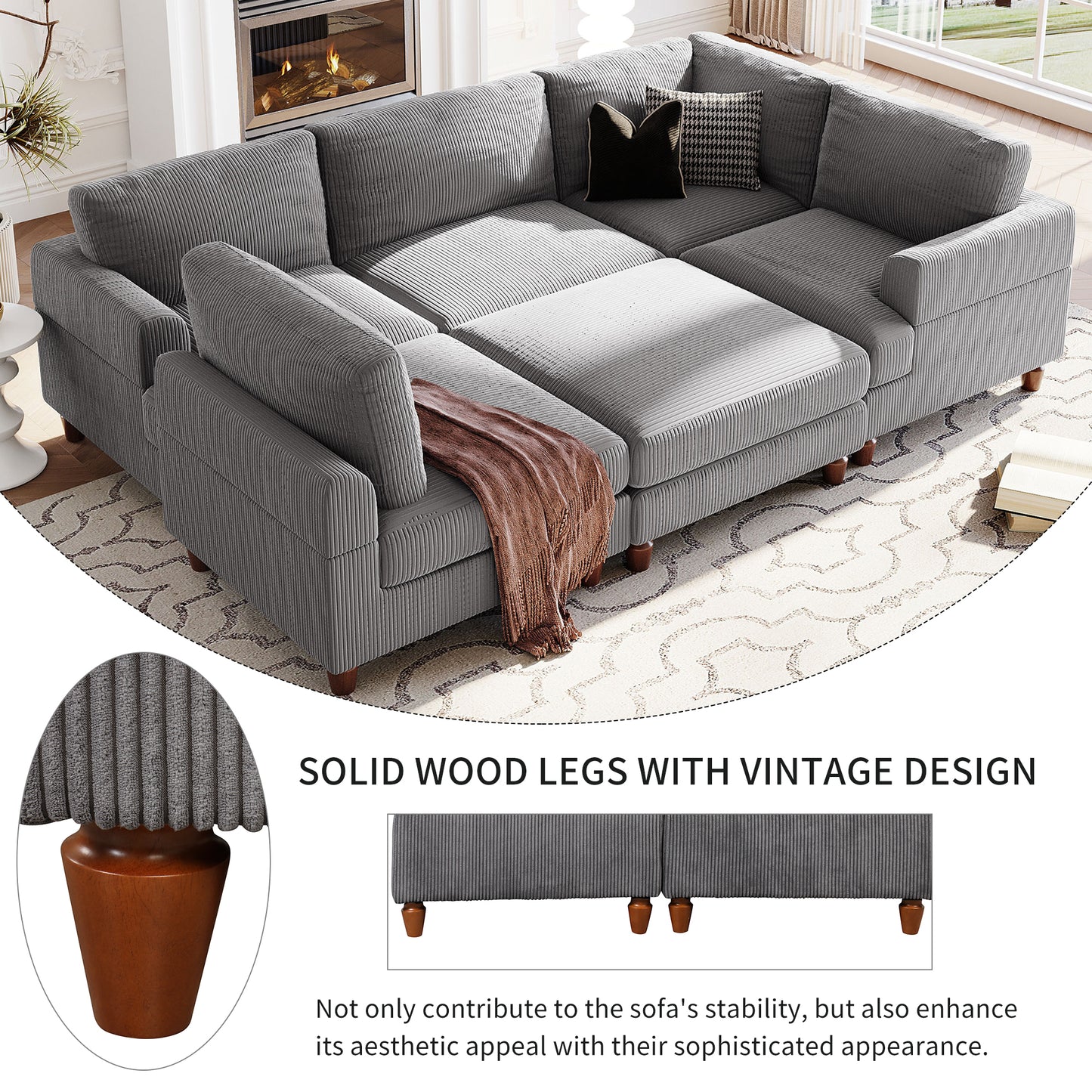 Melysen Modular Sectional Sofa with Ottoman L Shaped Corner Sectional for Living Room£¬Office£¬Spacious Space