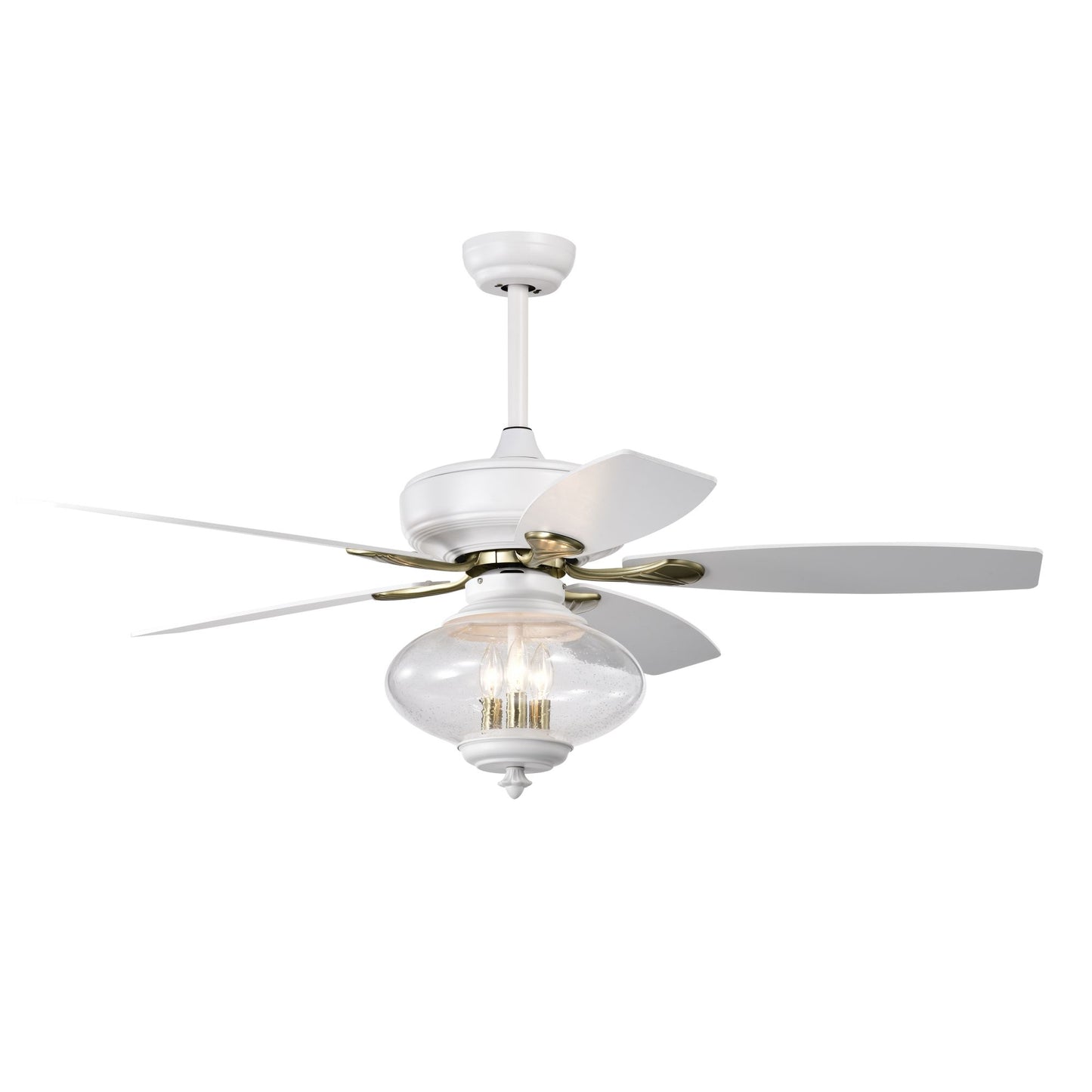 Melysen 52" Low Profile Ceiling Fan , White Modern Ceiling Fans with Remote Control for Bedroom,Living Room,3 Speed ,Glass Shade -Matte White