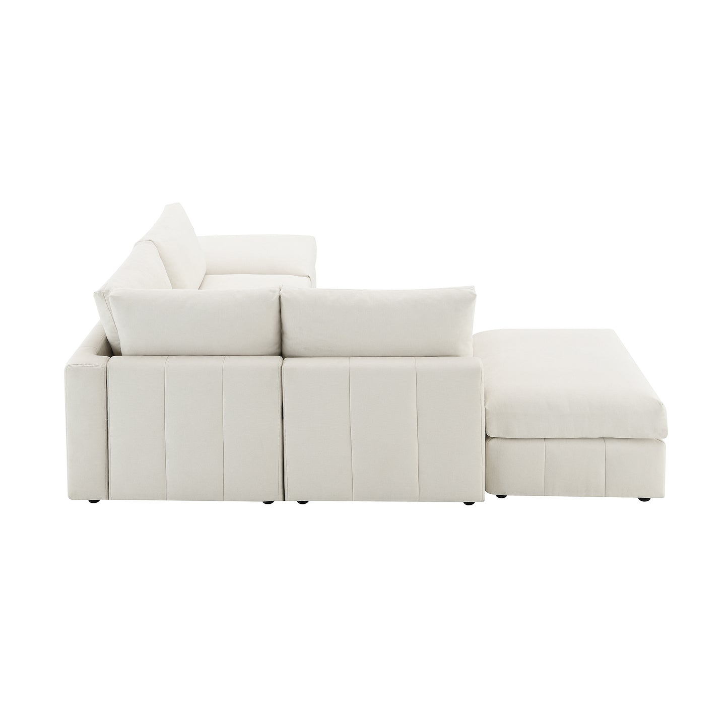 Melysen 93"Modern Sectional Sofa with Vertical Stripes ,5-Seat Armless Couch Set with Convertible Ottomans ,Beige