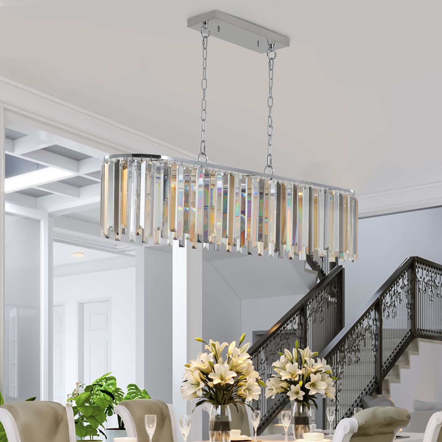 Luxurious transparent crystal chandelier(No Bulbs)