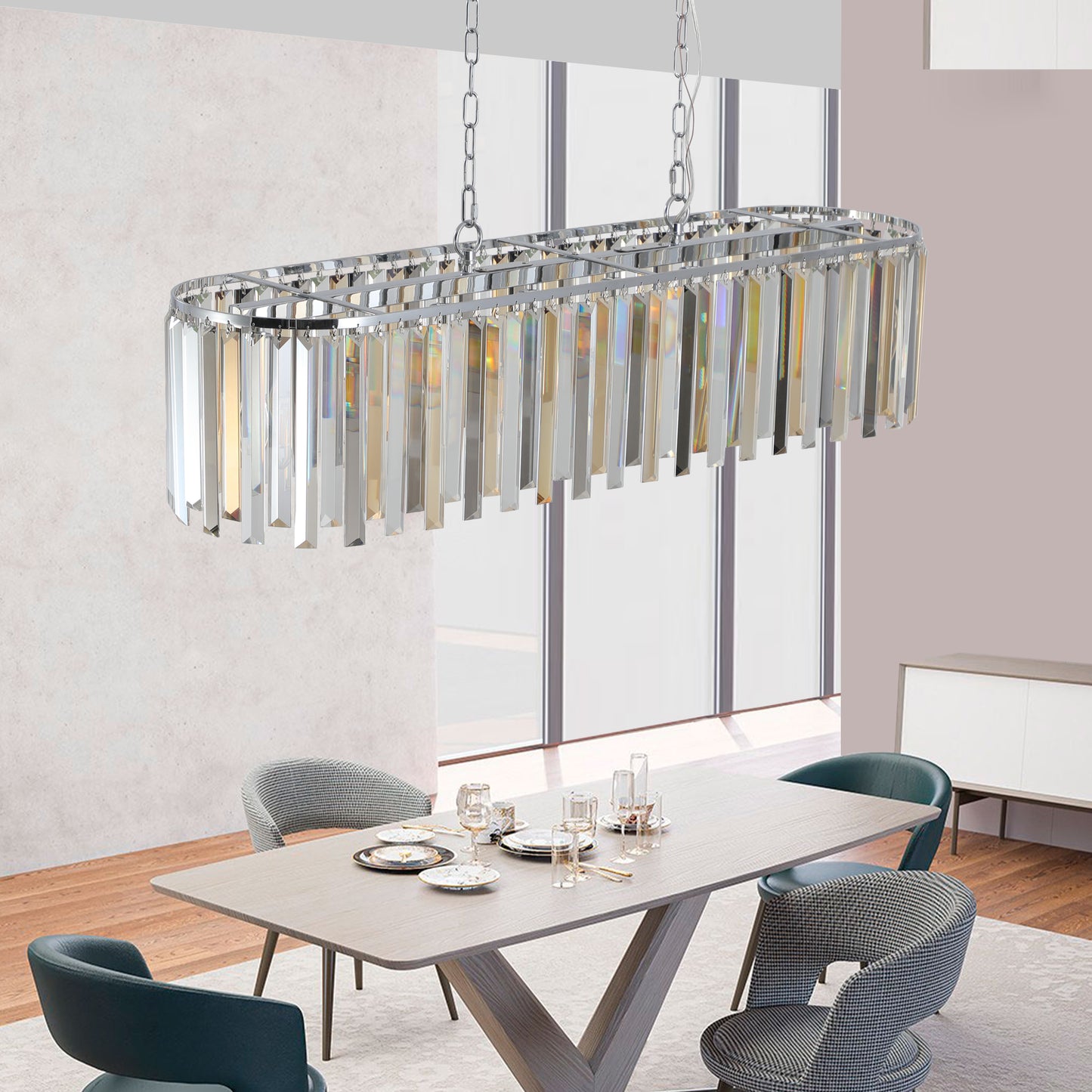 Luxurious transparent crystal chandelier(No Bulbs)