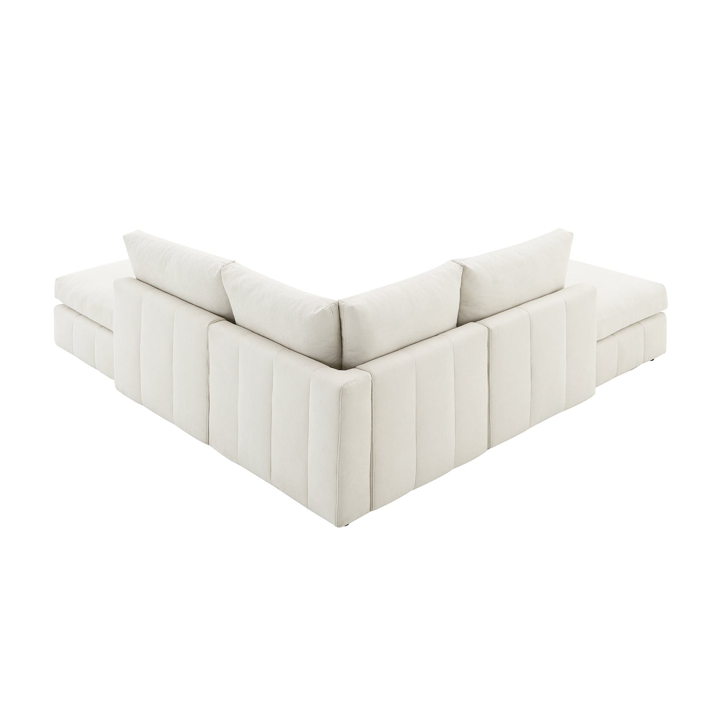 Melysen 93"Modern Sectional Sofa with Vertical Stripes ,5-Seat Armless Couch Set with Convertible Ottomans ,Beige