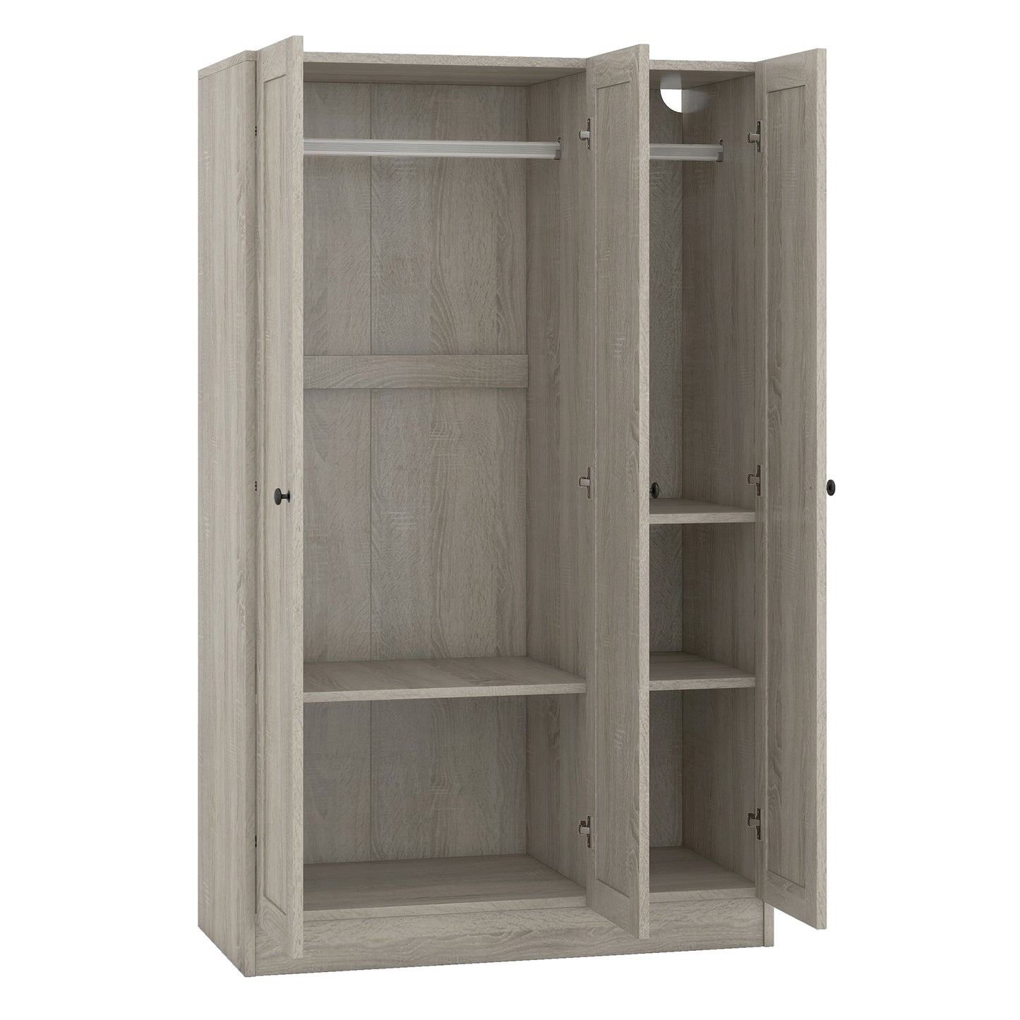 Melysen 3-Door Shutter Wardrobe with shelves, Gray