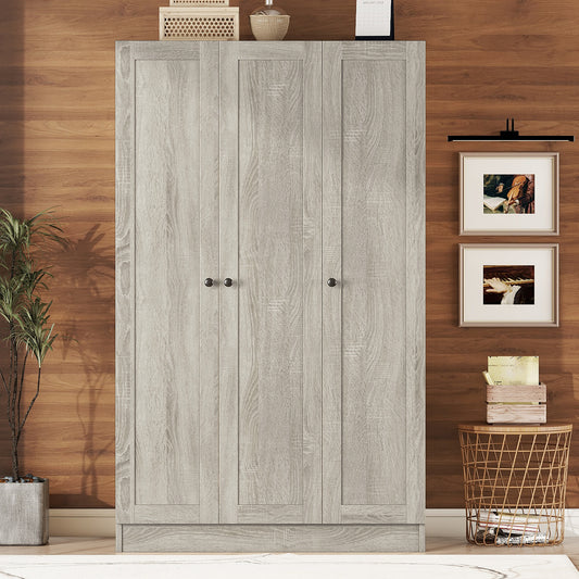 Melysen 3-Door Shutter Wardrobe with shelves, Gray