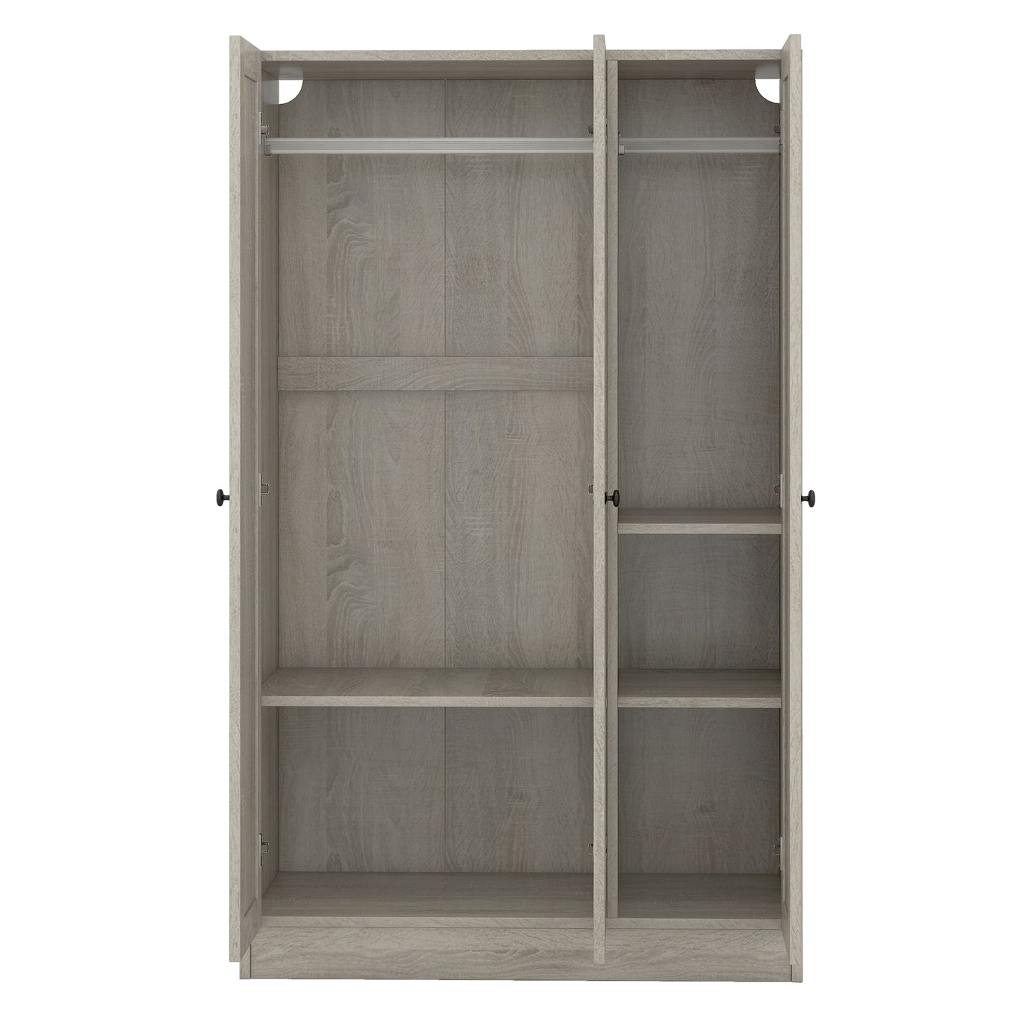 Melysen 3-Door Shutter Wardrobe with shelves, Gray