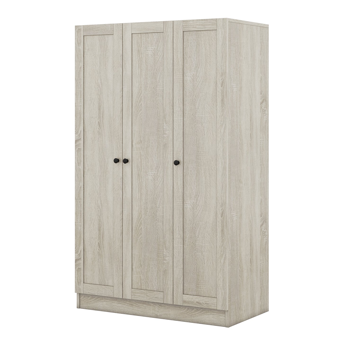 Melysen 3-Door Shutter Wardrobe with shelves, Gray