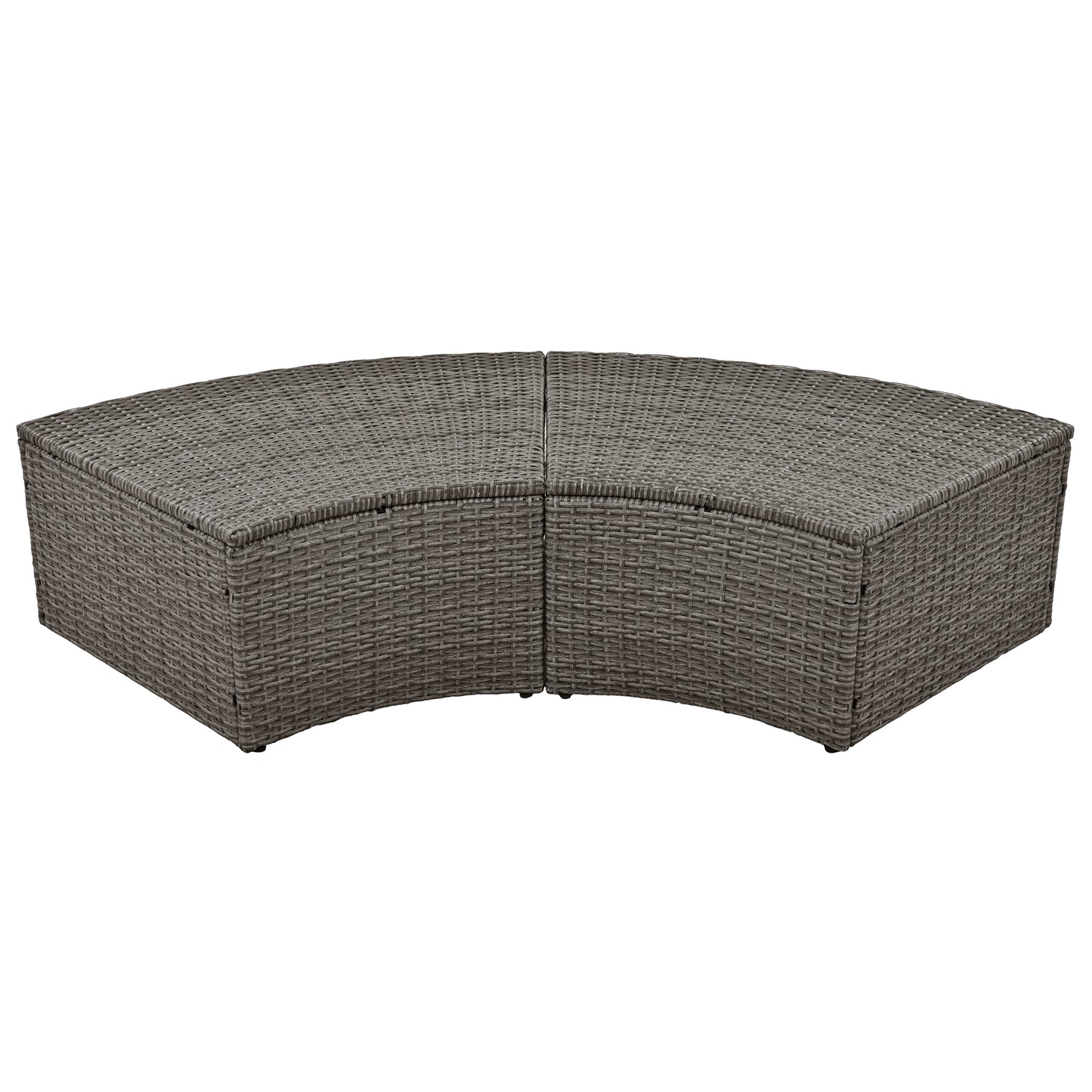 Melysen Patio 5-Piece Round Rattan Sectional Sofa Set All-Weather PE Wicker Sunbed Daybed with Round Liftable Table and Washable Cushions for Outdoor Backyard Poolside, Gray