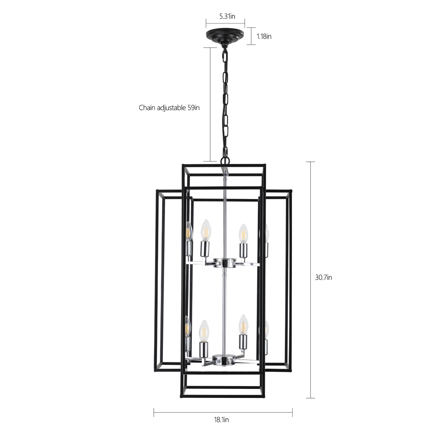 8-Lights Lantern Tiered Pendant Light Fixtures(No Bulbs)