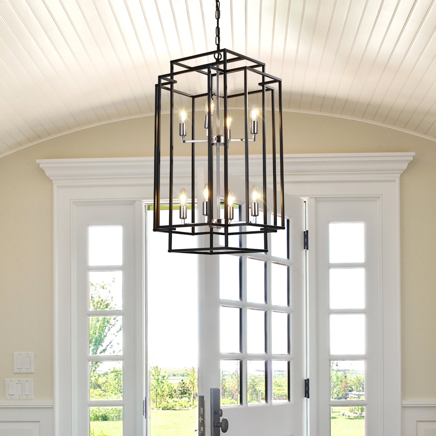 8-Lights Lantern Tiered Pendant Light Fixtures(No Bulbs)