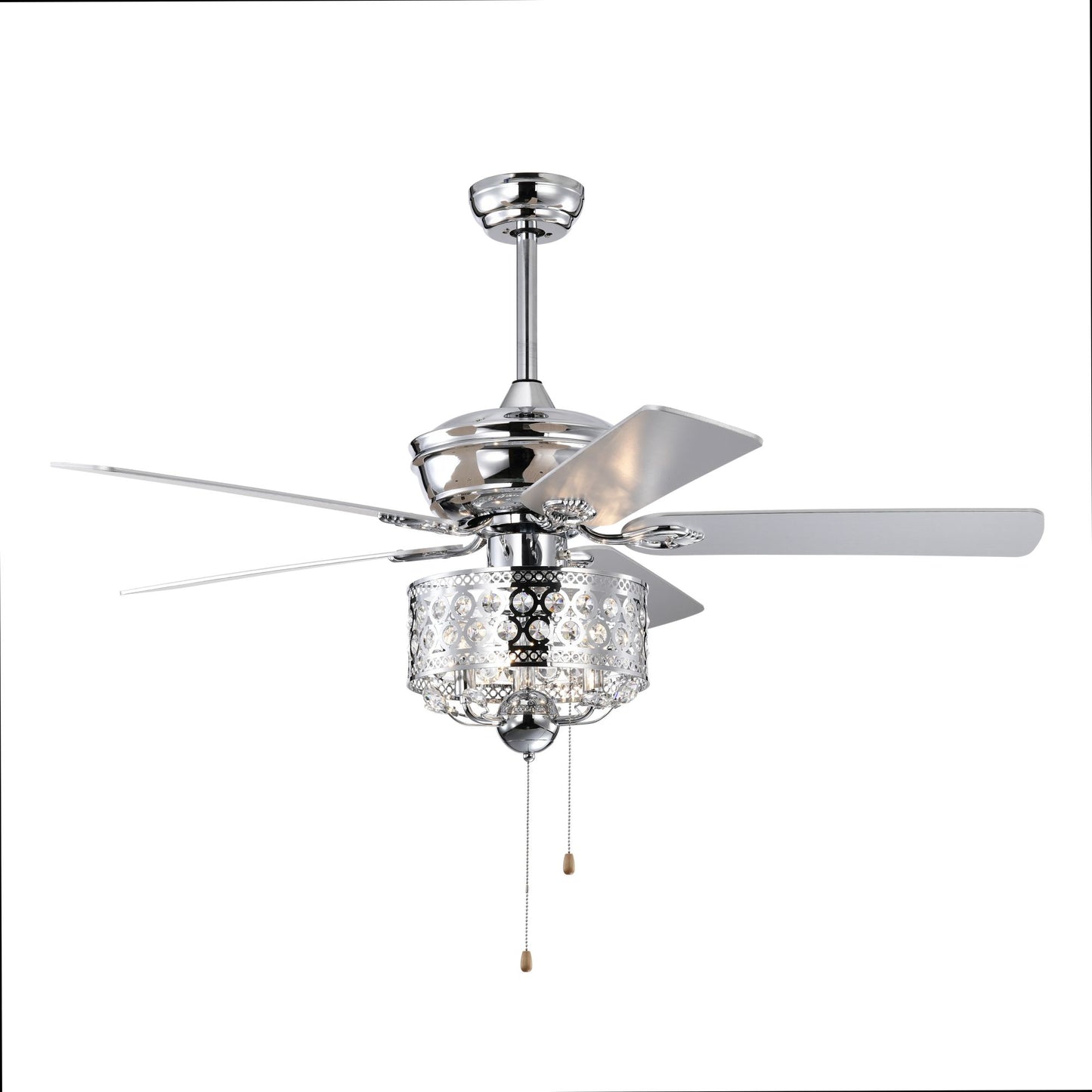 Melysen 52-inch Indoor Ceiling Fan with Pull Chain,Reversible AC motors , Pull Chain-Chrome (No Include Bulb)