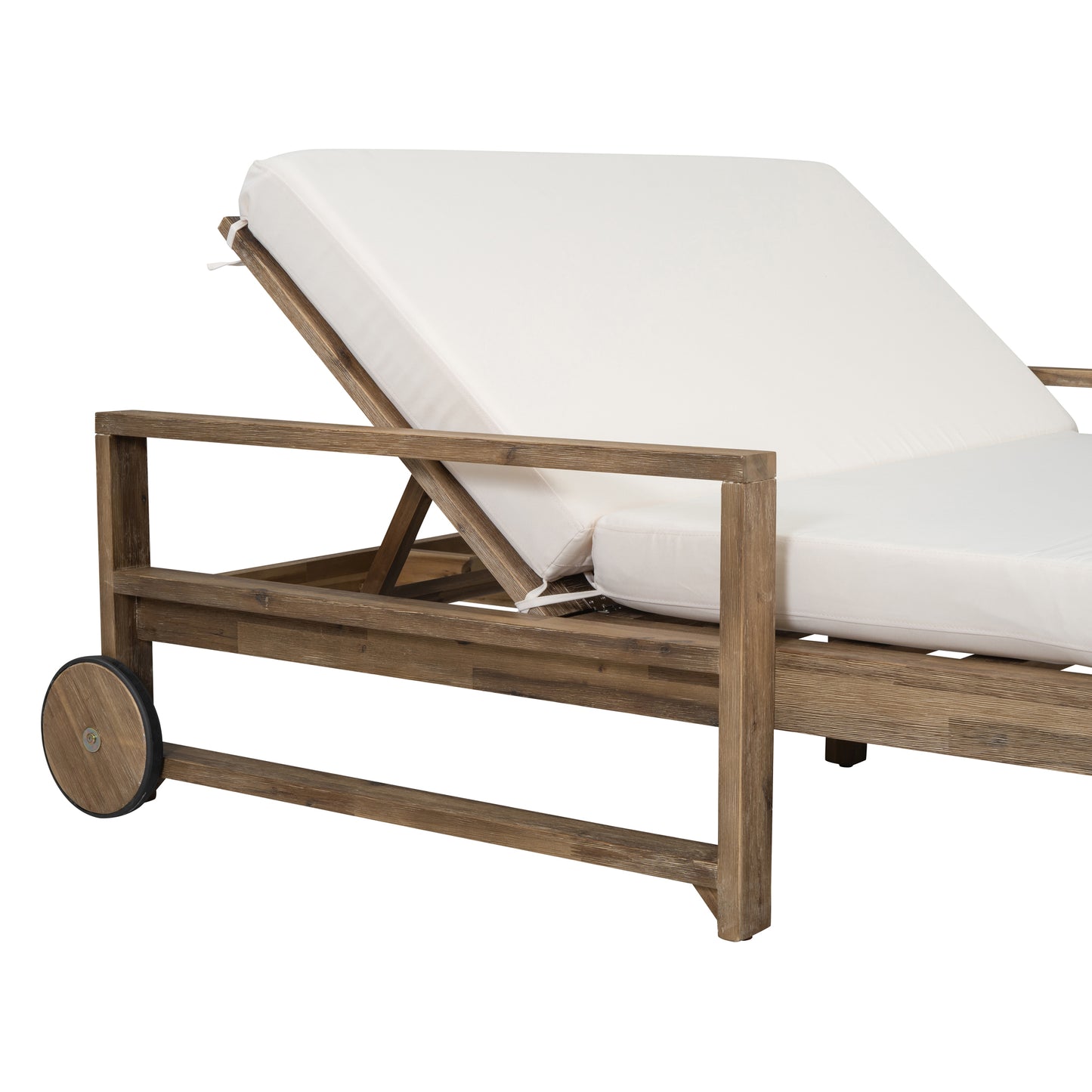 Melysen 1-Piece Farmhouse-styled Wooden Outdoor Sunbed for Ultimate Relaxation Outdoor Daybed Seating 2 People for Poolside, Garden and Backyard (Beige)