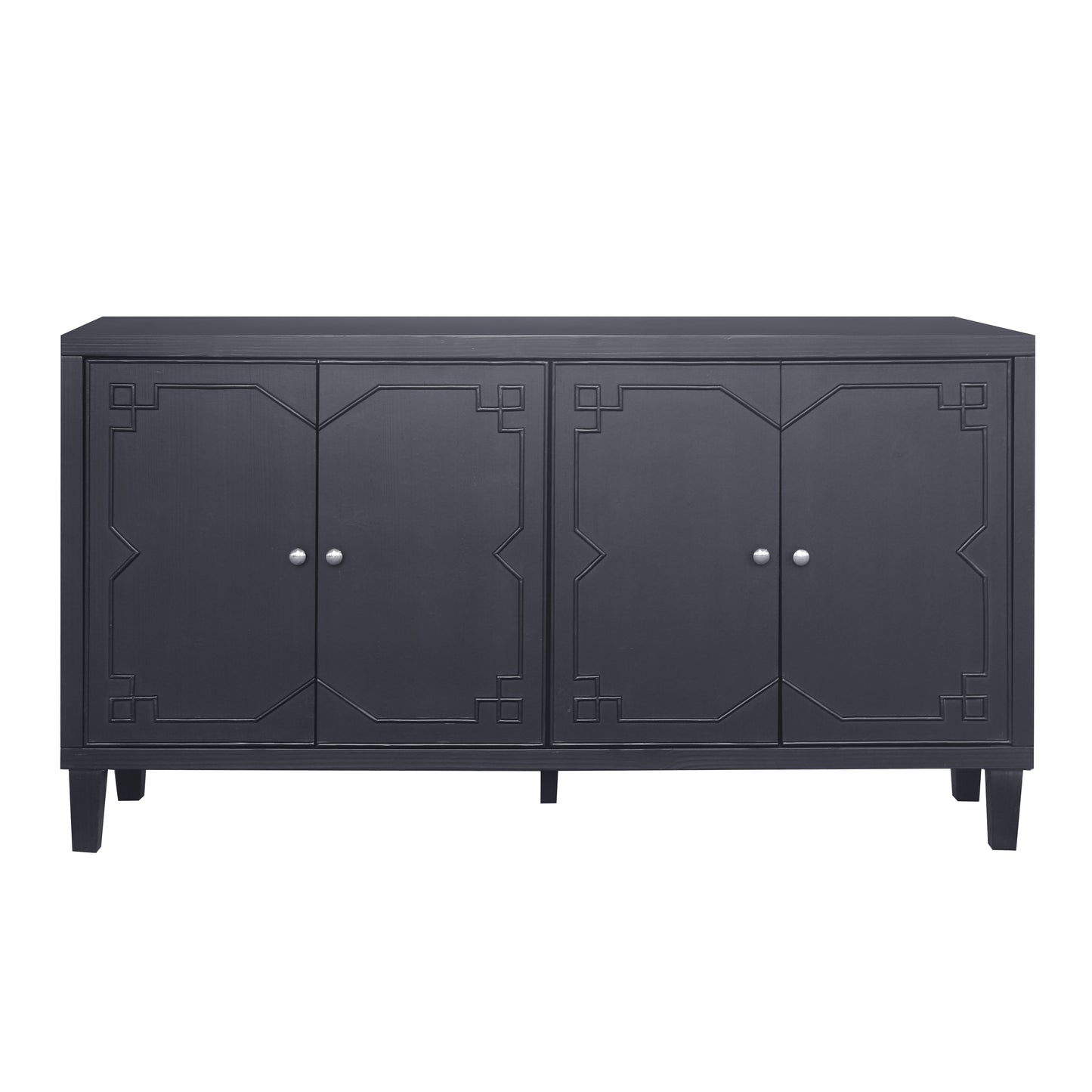 Melysen Accent Cabinet 4 Door Wooden Cabinet Sideboard Buffet Server Cabinet Storage Cabinet,Matte Black