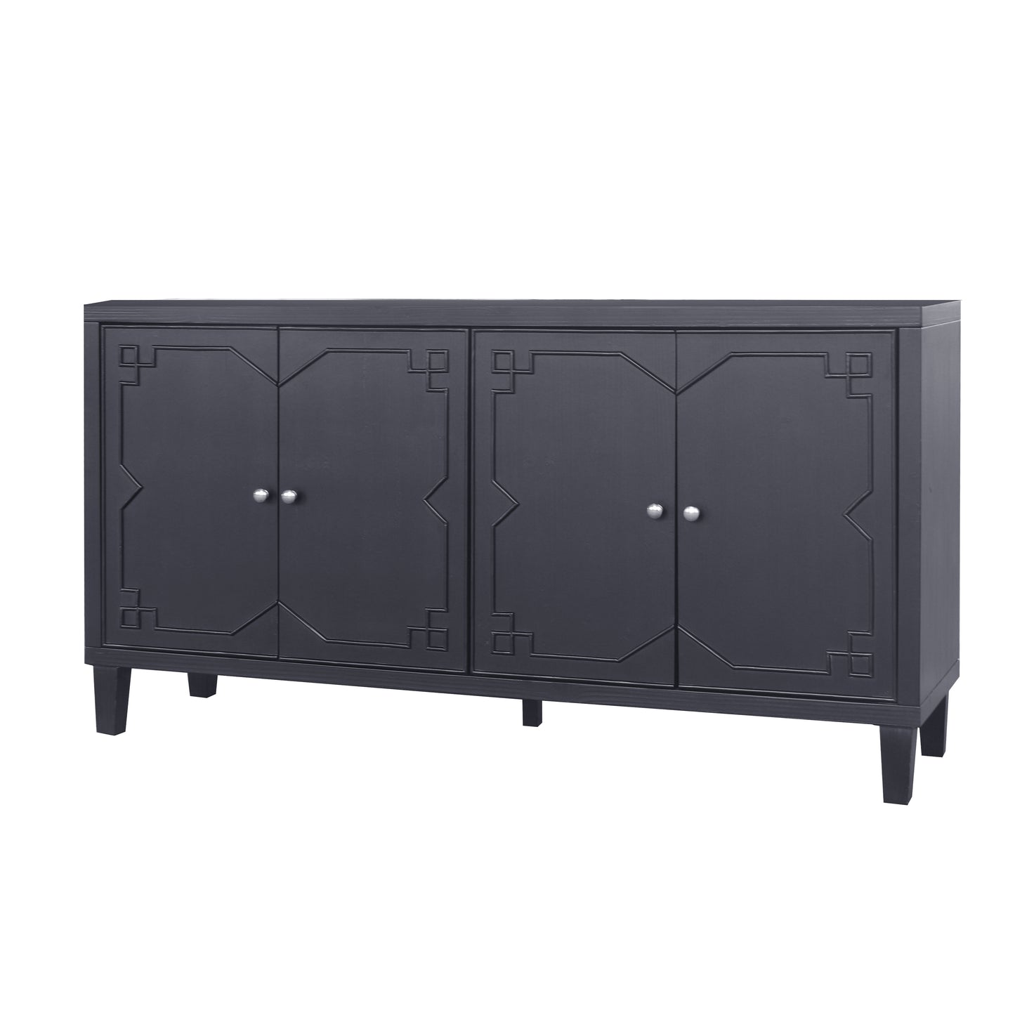 Melysen Accent Cabinet 4 Door Wooden Cabinet Sideboard Buffet Server Cabinet Storage Cabinet,Matte Black