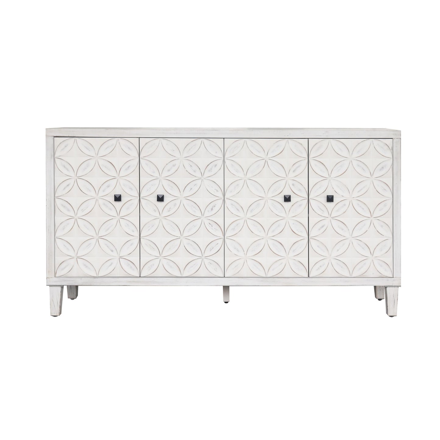 Melysen Accent Cabinet 4 Door Wooden Cabinet Sideboard Buffet Server Cabinet Storage Cabinet,White Wash