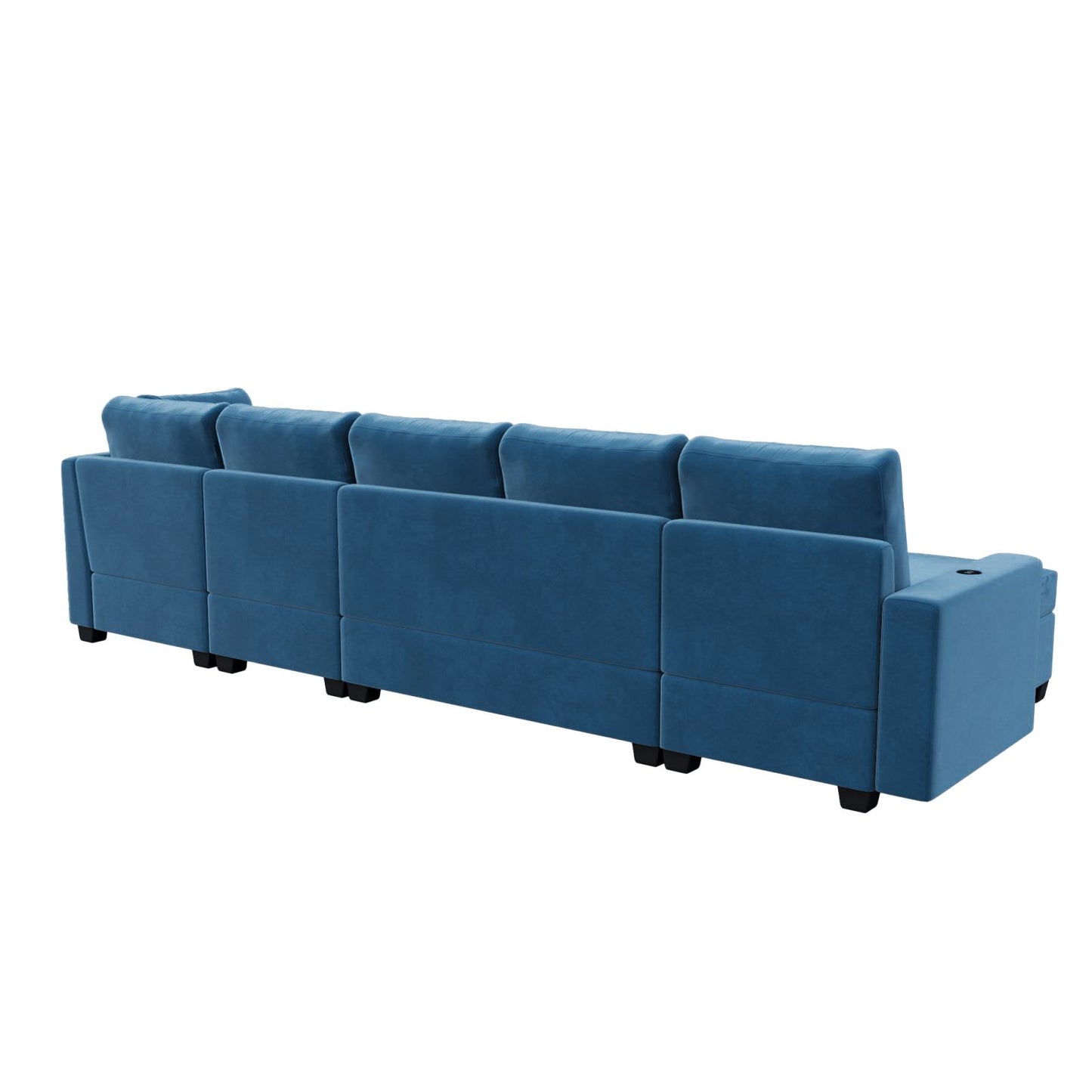 Melysen 138*57" Modern L shape Sectional Sofa, 6-seat Velvet Fabric Couch with Convertible Chaise Lounge,Freely Combinable Indoor Furniture for Living Room, Apartment, Office,NavyNavy