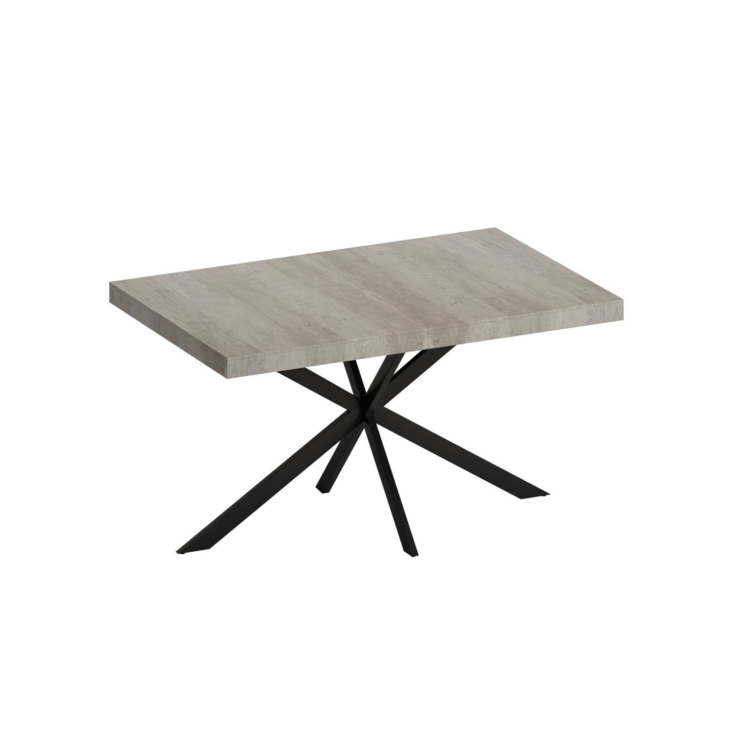 Melysen 55.11'' -70.86"Retro Rectangular Stretch Dining Table, Grey Carole Top With Black Embossed Center Plate, Black Fine Sand Cross Iron Foot Base Dining Table, With Storage Box.