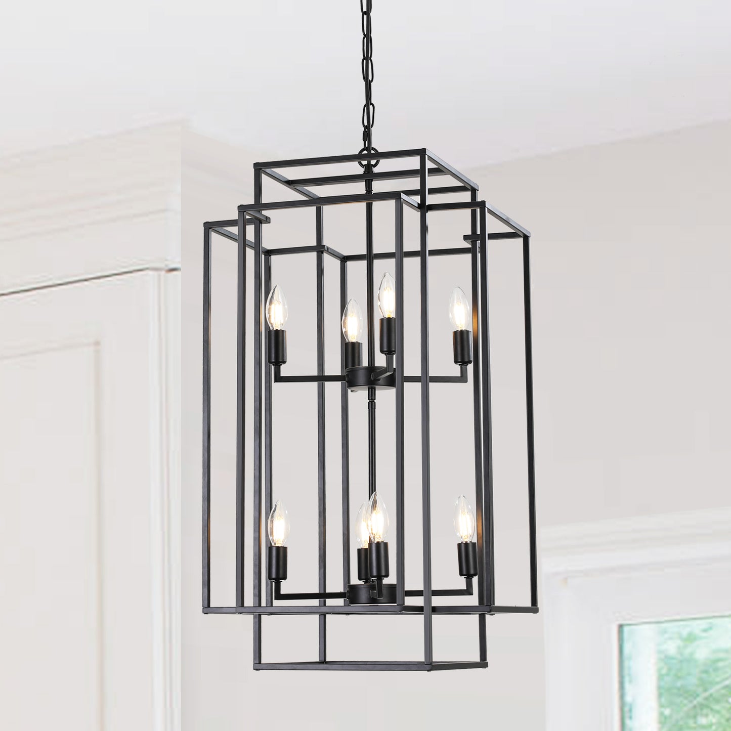 8-Lights Lantern Tiered Pendant Light Fixtures(No Bulbs)