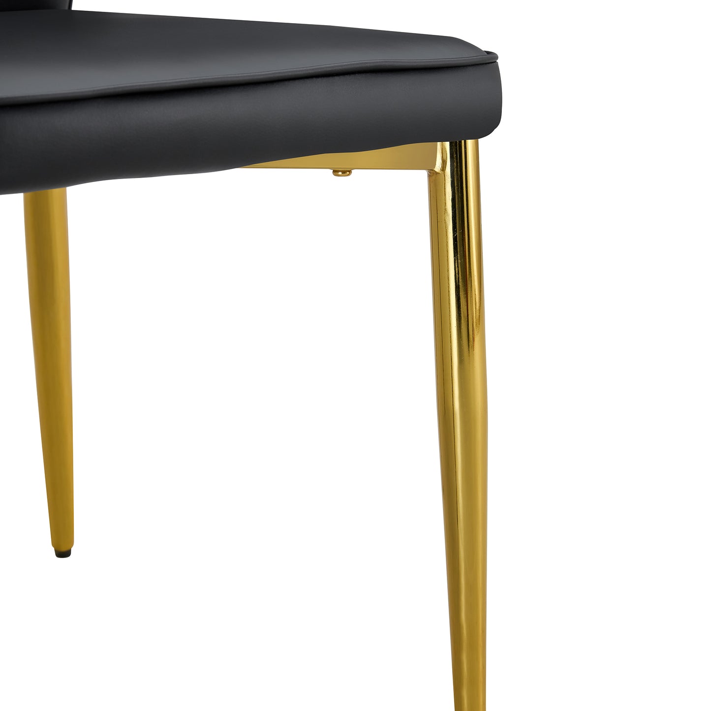 Melysen A Modern Minimalist Rectangular Dining Table Suitable For 6-8 People, A Set of 6-Piece Pu Leather Backrest and Gold Metal Legs Modern Dining Chairs.