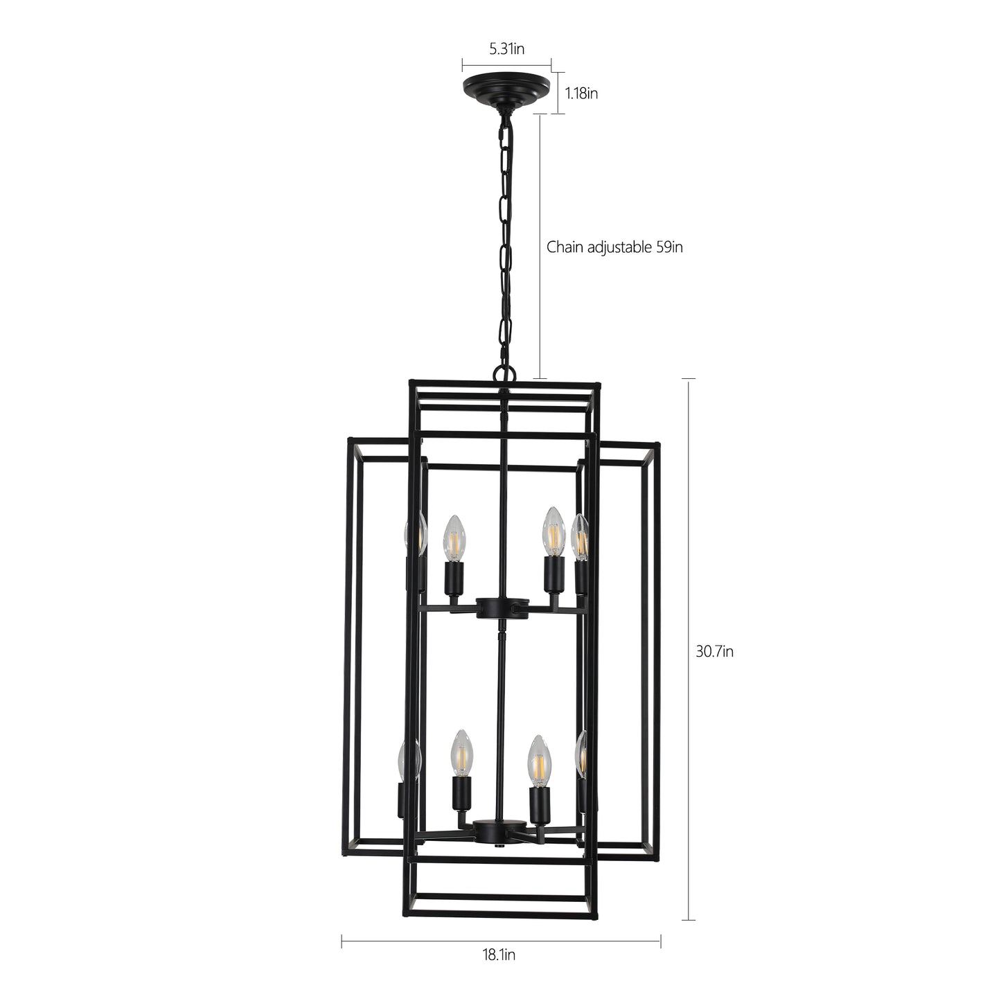 8-Lights Lantern Tiered Pendant Light Fixtures(No Bulbs)