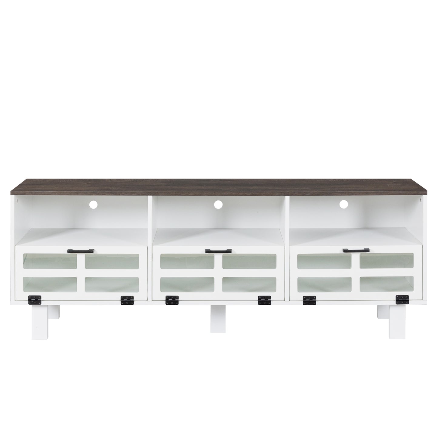 Melysen TV stand,TV cabinet,American country style TV lockers,The toughened glass door panel,Metal handles,birch legs,Turn down the drawer,White+gray