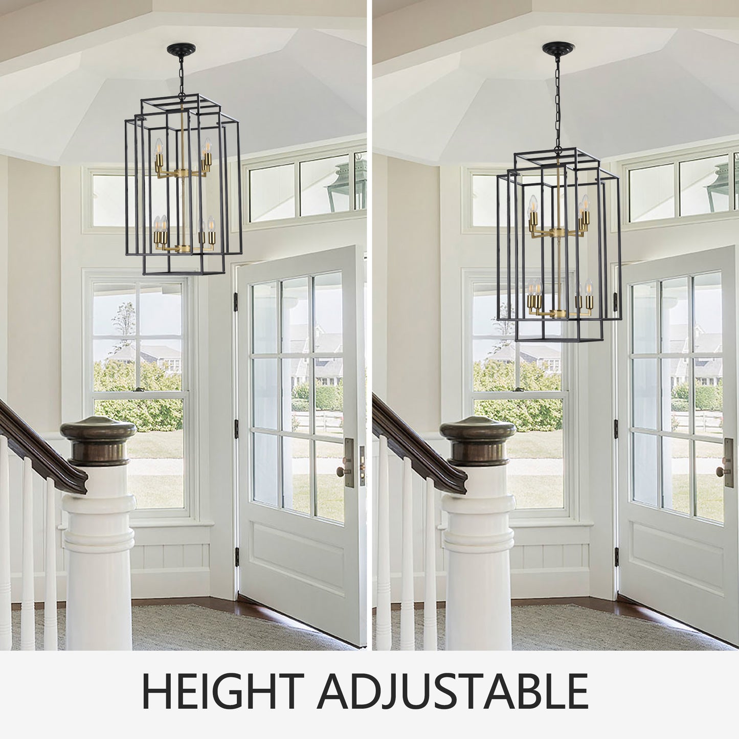 8-Lights Lantern Tiered Pendant Light Fixtures(No Bulbs)