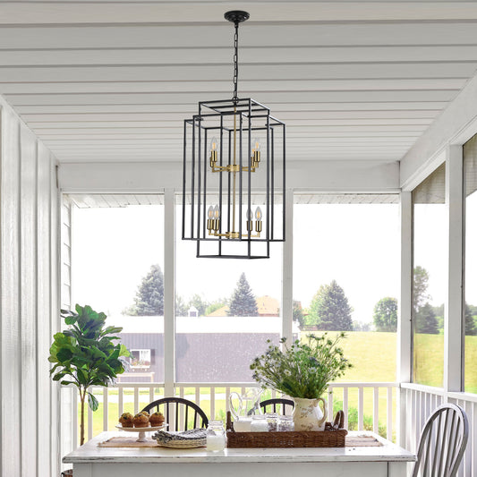 8-Lights Lantern Tiered Pendant Light Fixtures(No Bulbs)