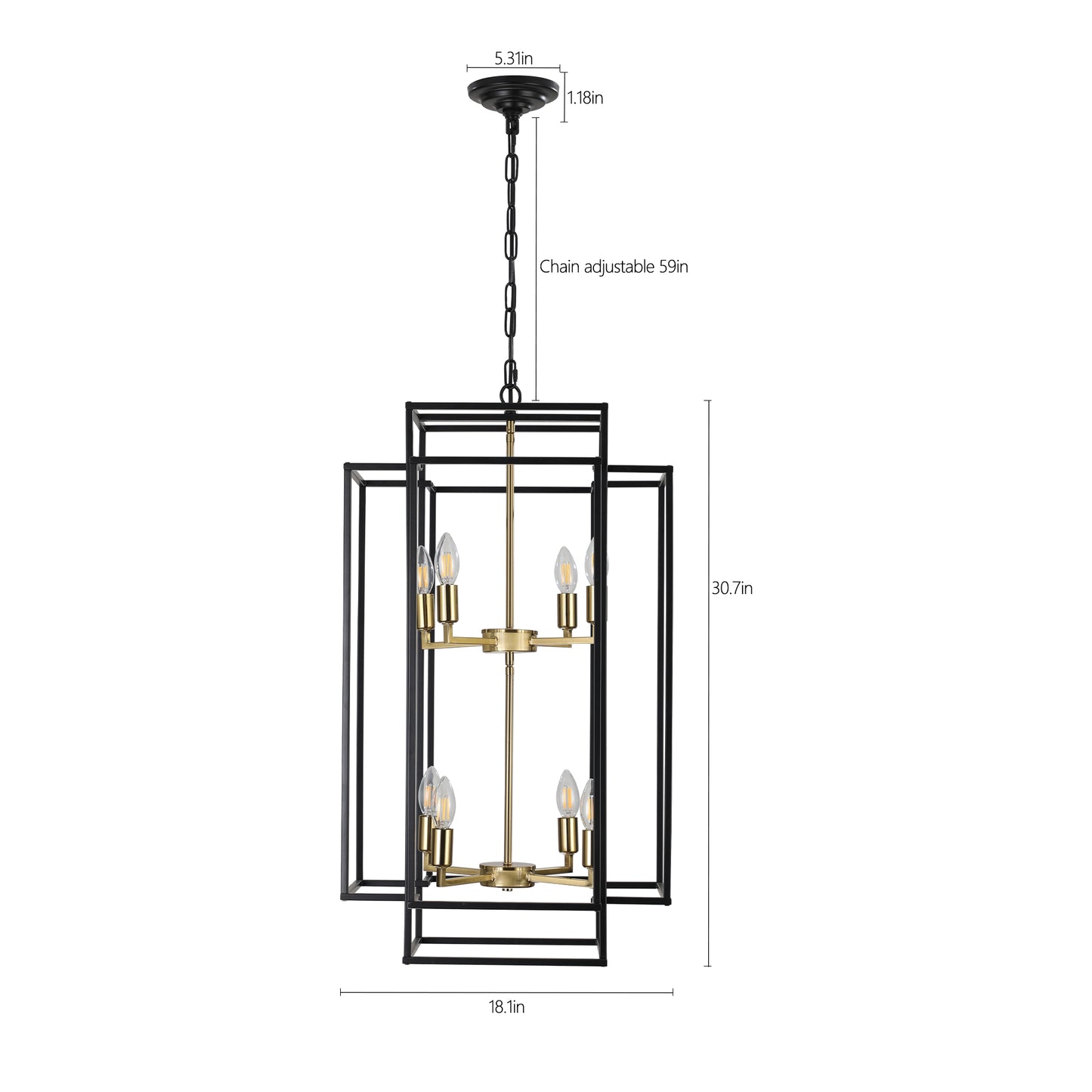 8-Lights Lantern Tiered Pendant Light Fixtures(No Bulbs)