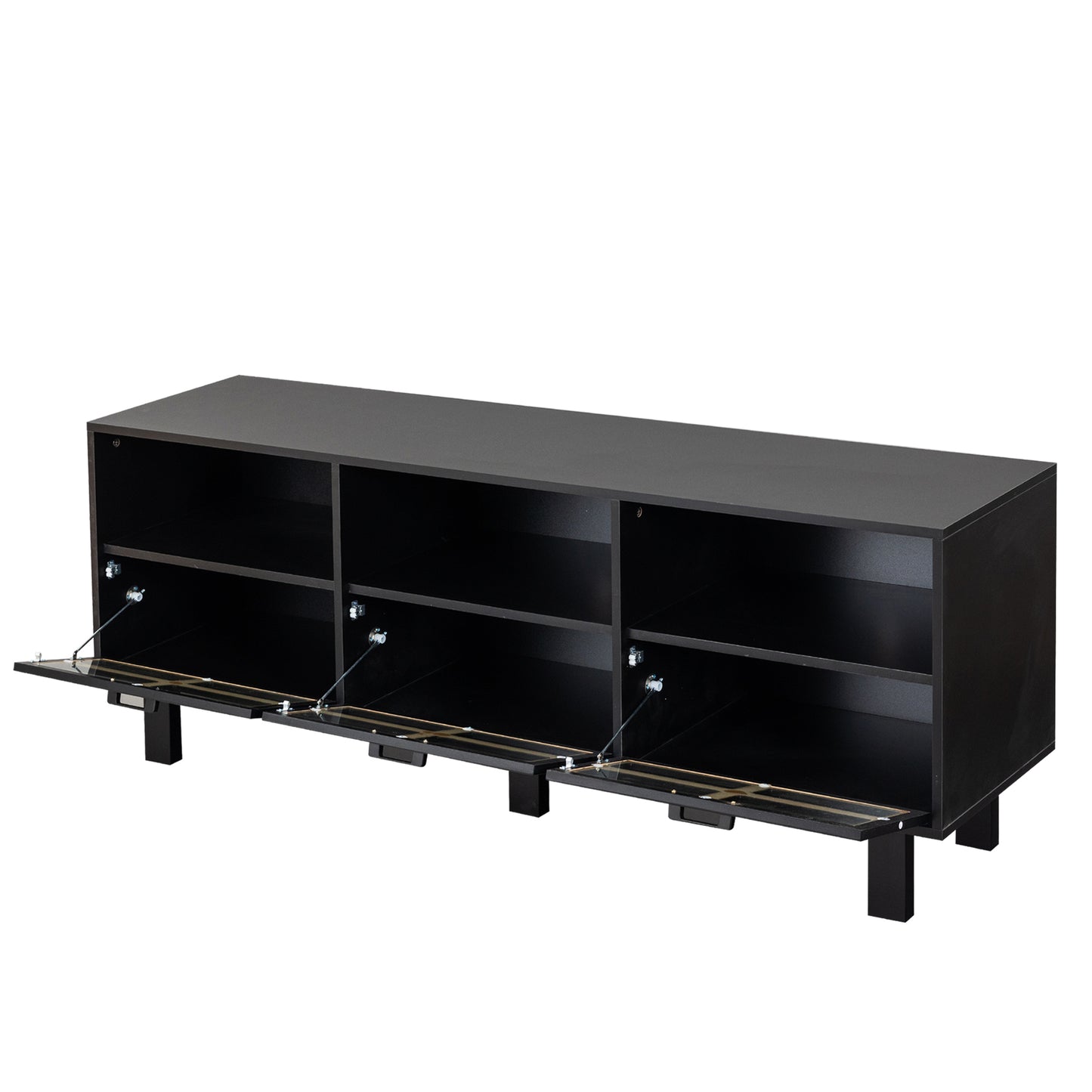 Melysen TV stand,TV cabinet,American country style TV lockers,The toughened glass door panel,Metal handles,birch legs,Turn down the drawer,Black