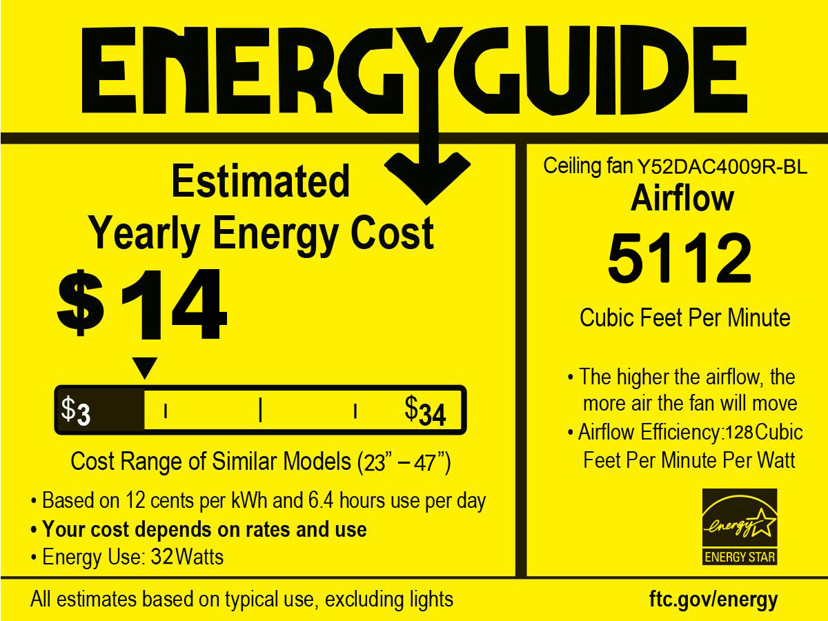 Melysen 52 Inch Modern Ceiling Fan with Dual Finish Reversible Blades, Fandelier for Living Room, Dining Room, Bedroom, Family Room, Matte Black