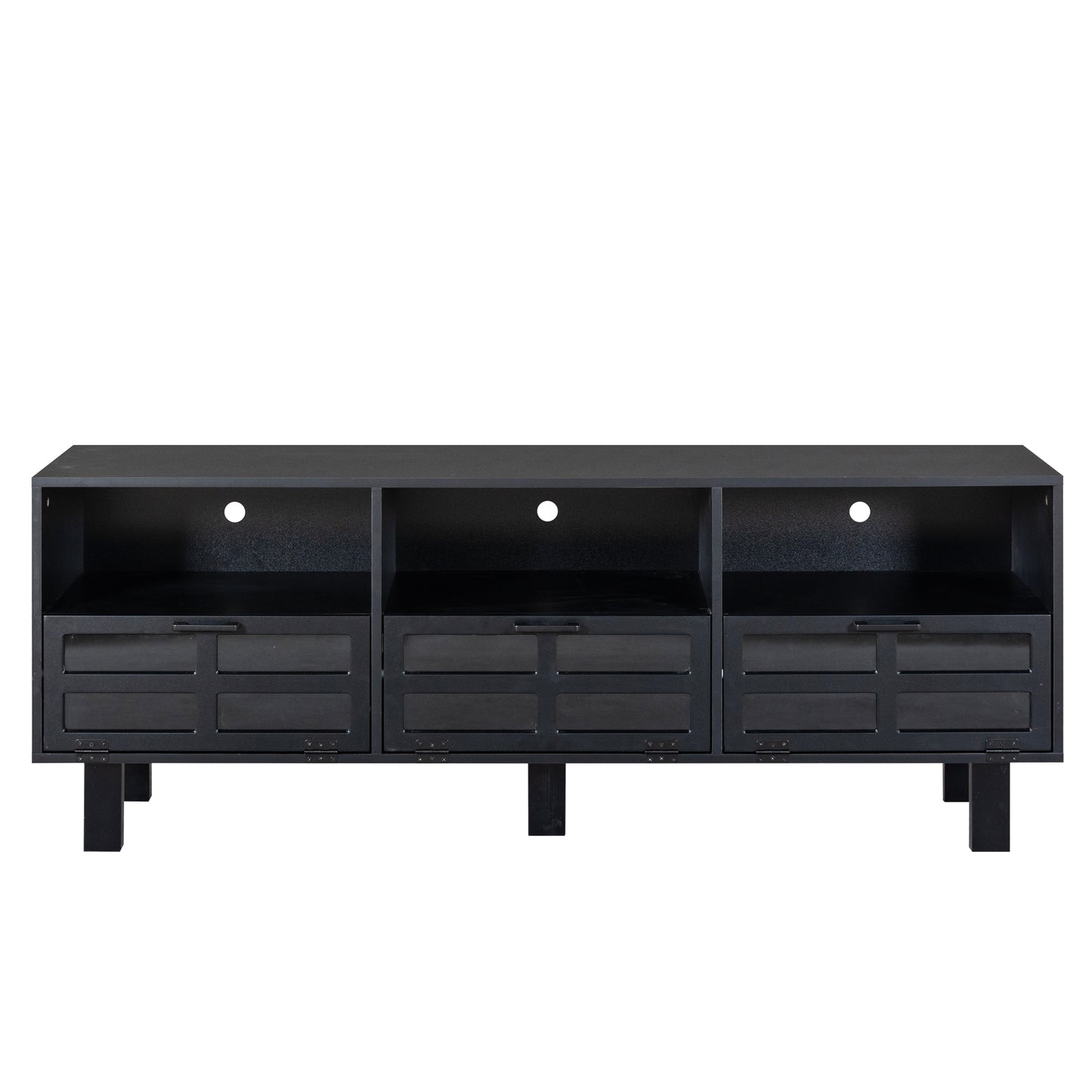 Melysen TV stand,TV cabinet,American country style TV lockers,The toughened glass door panel,Metal handles,birch legs,Turn down the drawer,Black