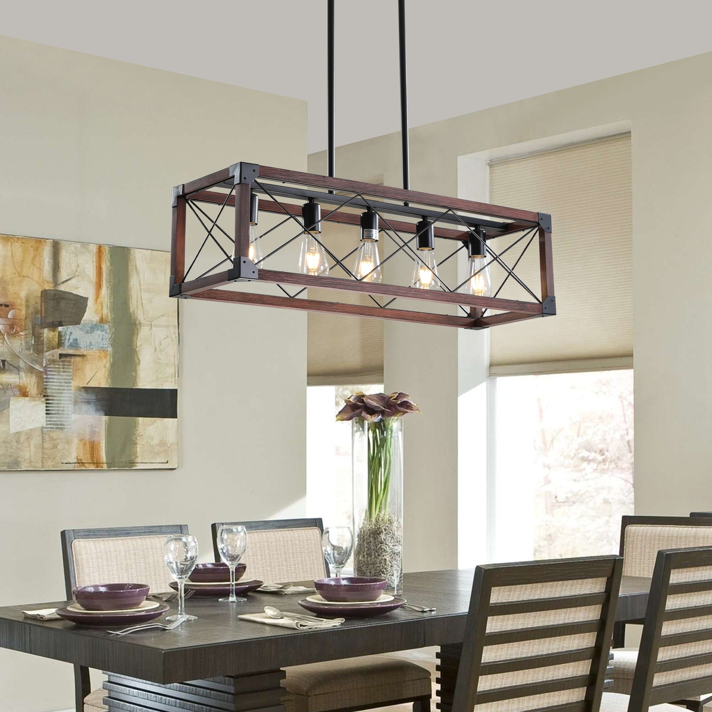 5-Light Retro Farmhouse Chandelier For Kitchen(No Bulbs)