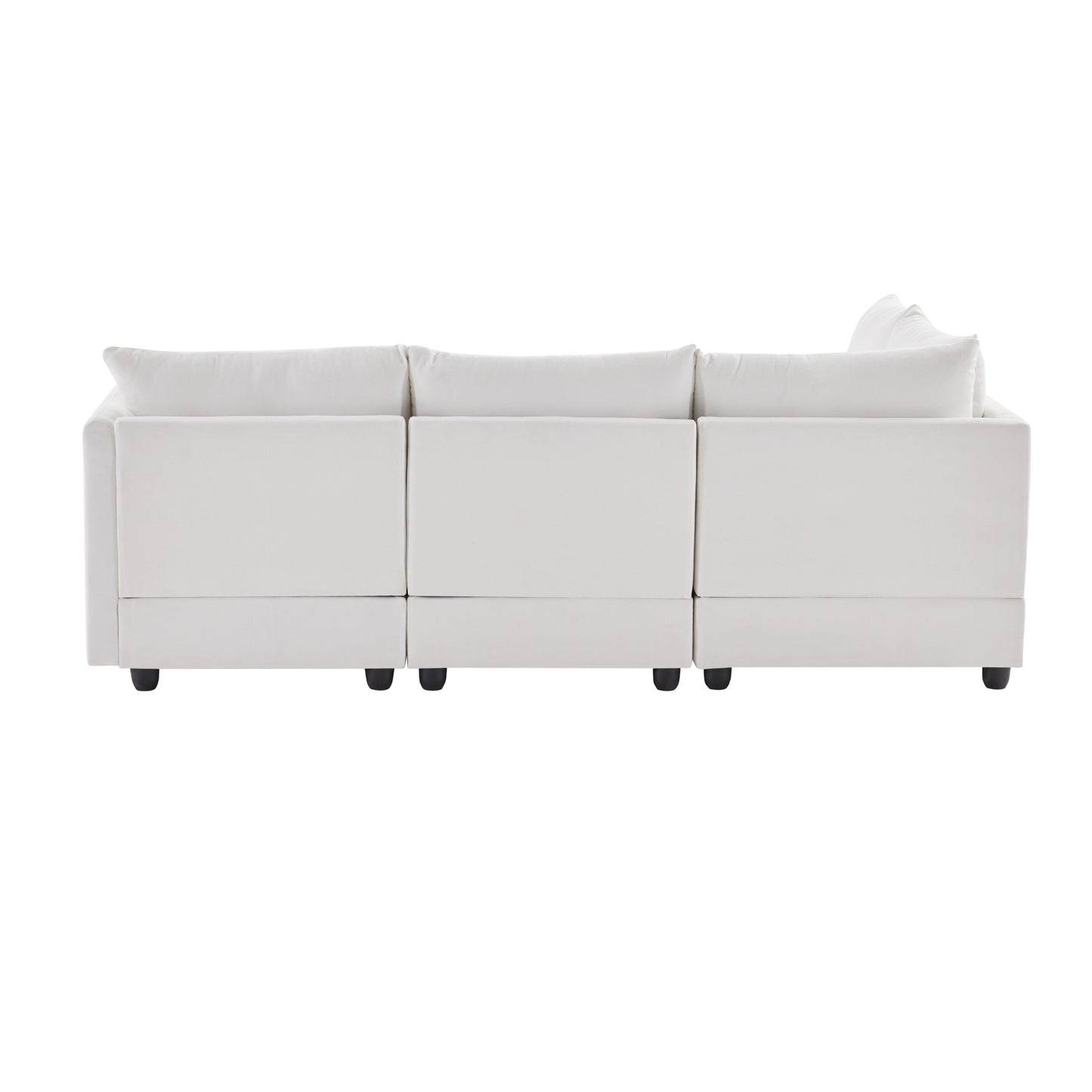 Melysen 89*79"Modern Sectional Sofa with Vertical Stripes ,2 Pillows ,5-Seat Couch with Convertible Ottoman , ,L-Shape Indoor Furniture ,White