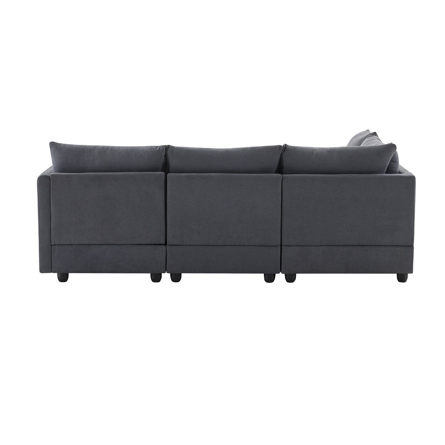 Melysen 89*79"Modern Sectional Sofa with Vertical Stripes ,2 Pillows ,5-Seat Couch with Convertible Ottoman , ,L-Shape Indoor Furniture ,Dark Gray