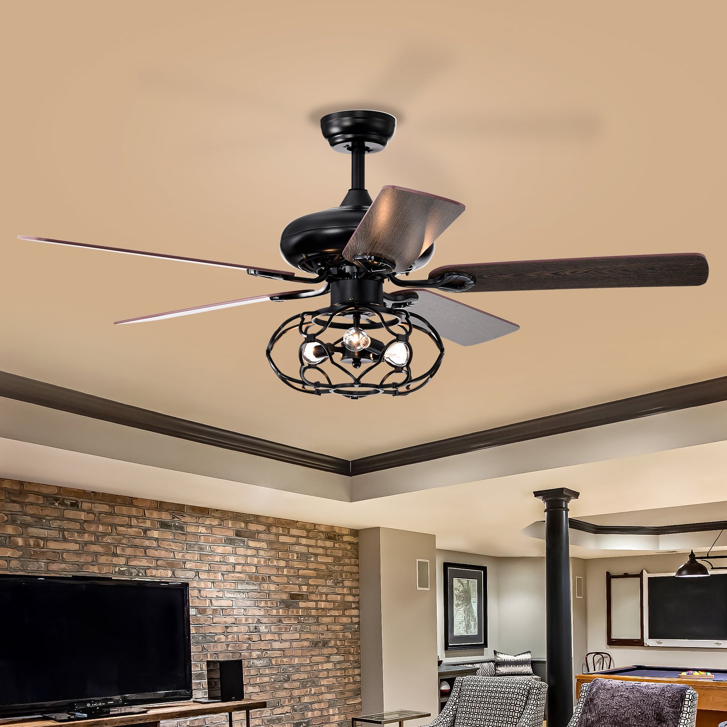 Melysen Low Profile Ceiling Fan with Lights(no include bulb),Blade Dark Wood 52-inch Ceiling Fan (Optional Remote&2 Color Option Blades)