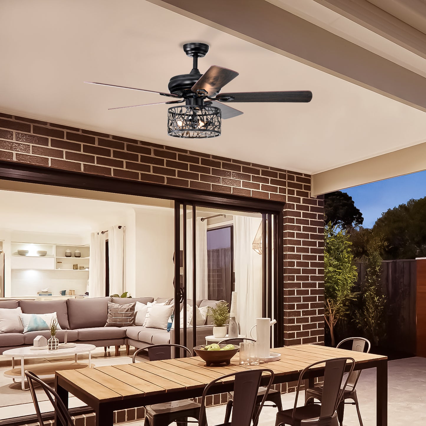 Melysen Farmhouse Industrial 52-inch Ceiling Fan (Optional Remote&2 Color Option Blades) or Bedroom, Living Room, Dining Room