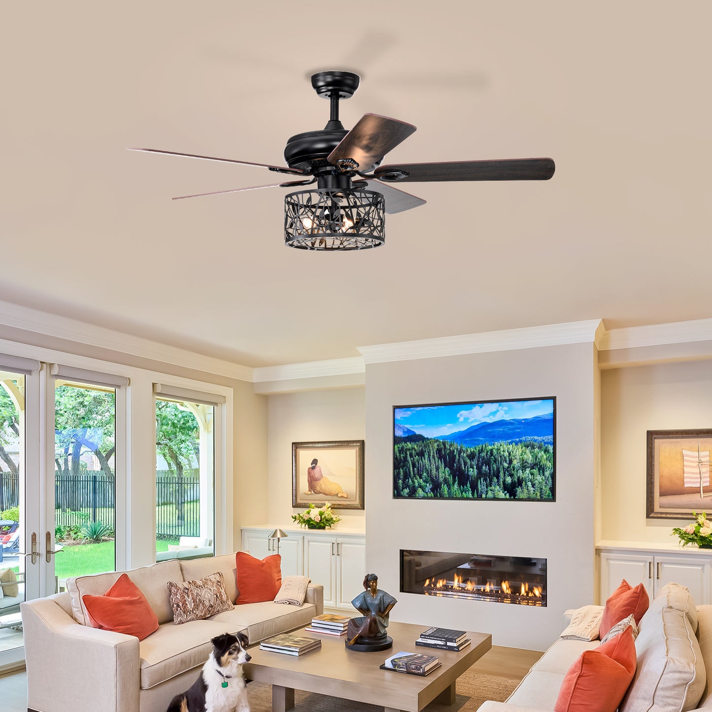 Melysen Farmhouse Industrial 52-inch Ceiling Fan (Optional Remote&2 Color Option Blades) or Bedroom, Living Room, Dining Room