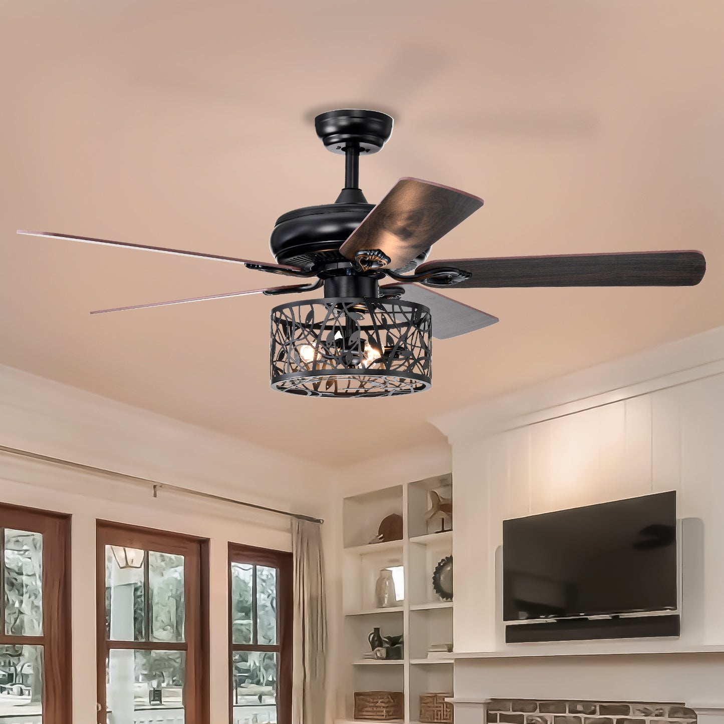 Melysen Farmhouse Industrial 52-inch Ceiling Fan (Optional Remote&2 Color Option Blades) or Bedroom, Living Room, Dining Room