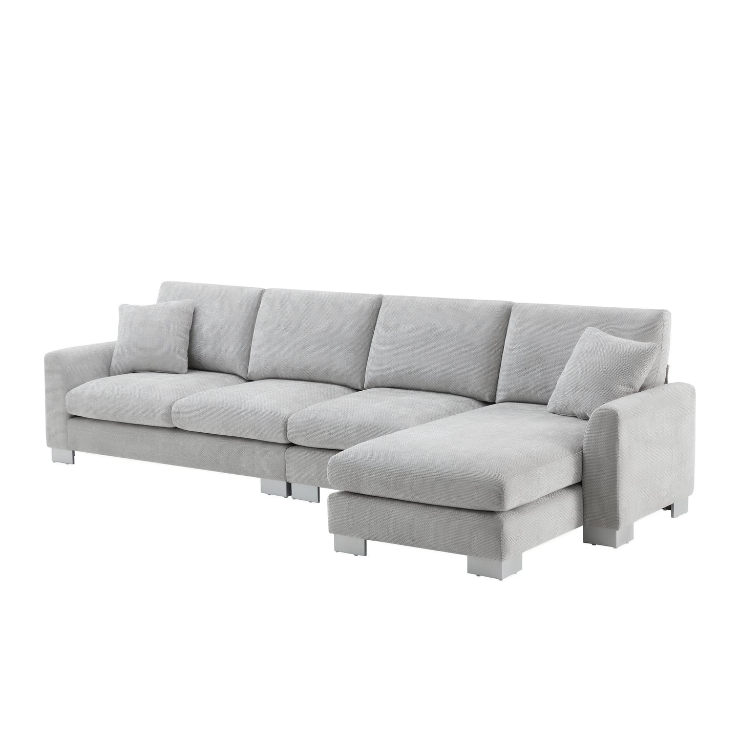 Melysen 119*55" Modern Oversized Sectional Sofa ,L-shaped Luxury Couch Set with 2 Free pillows ,Light Gray