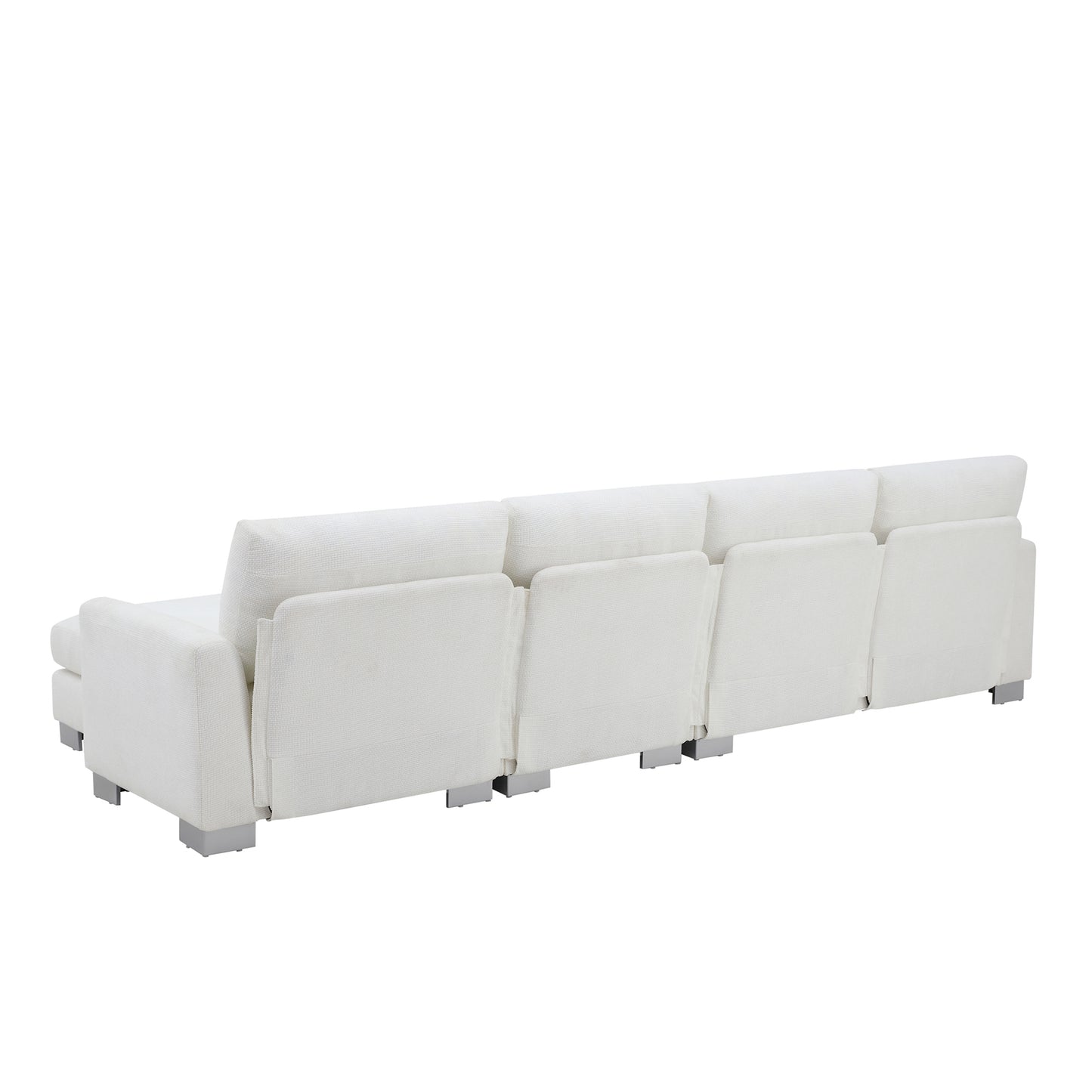 Melysen 119*55" Modern Oversized Sectional Sofa ,L-shaped Luxury Couch Set with 2 Free pillows ,White